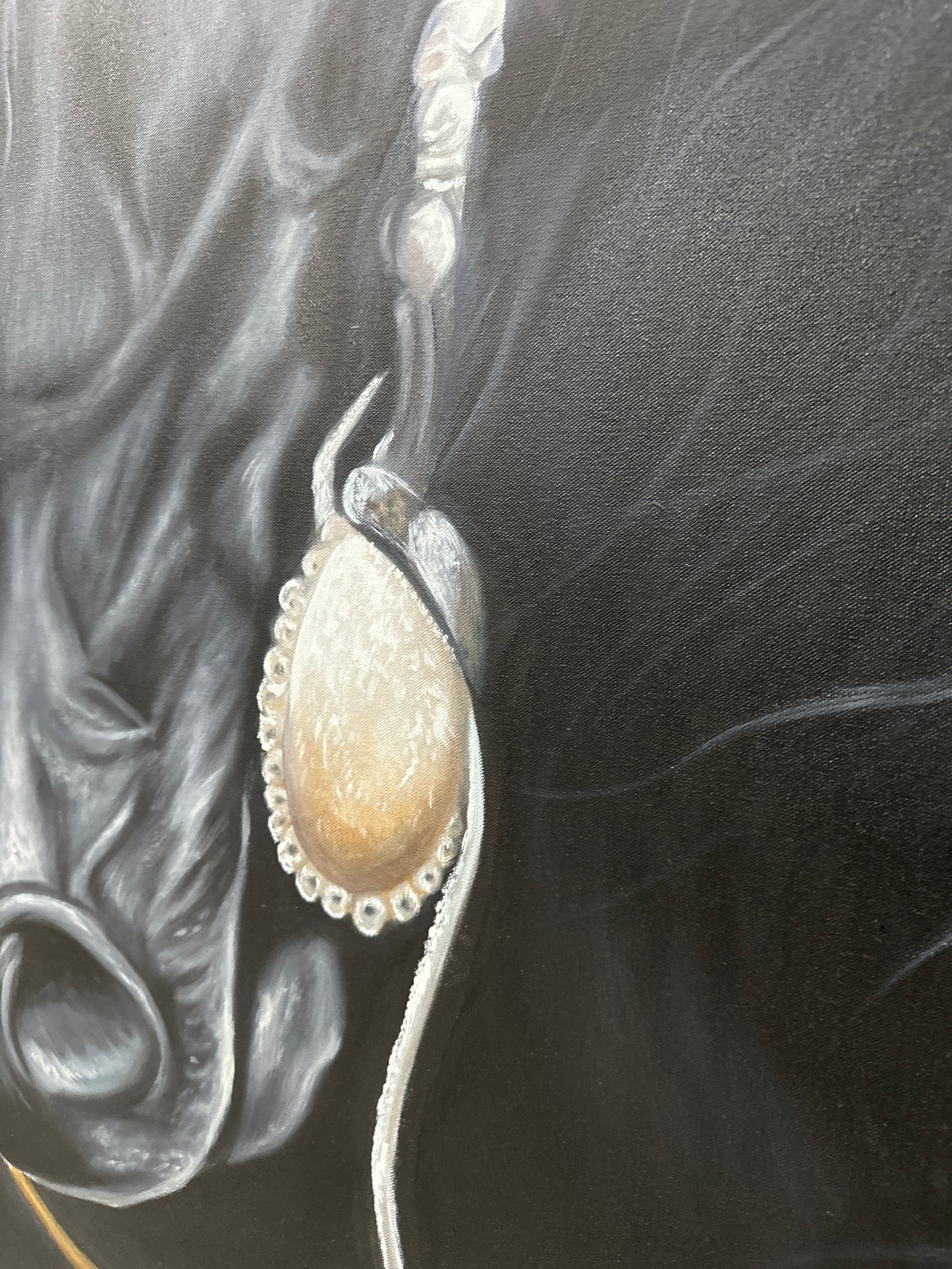 Obra Caballo negro en oleo (170x130cm)
