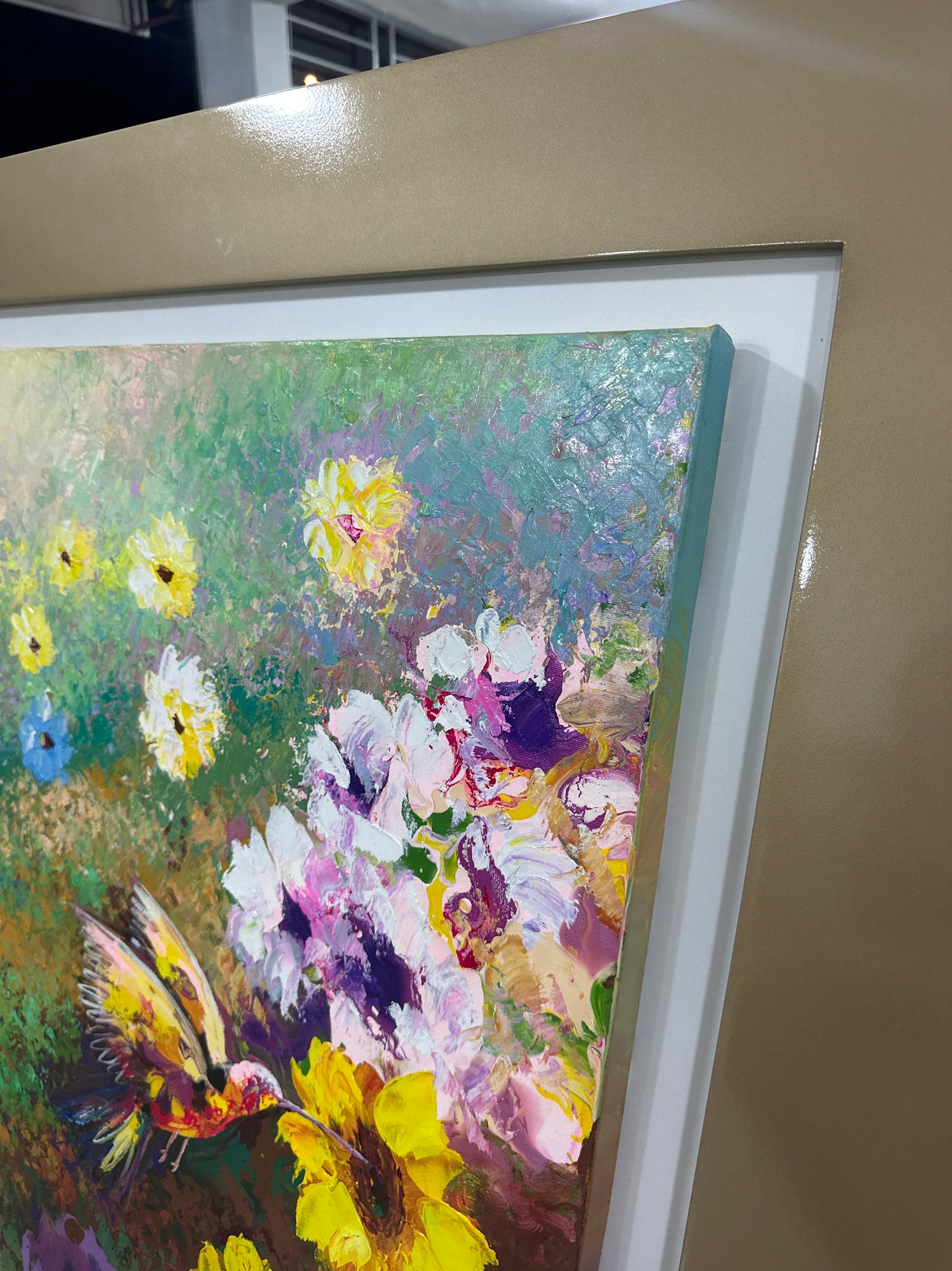 Cuadro colibríes en oleo (92x170)