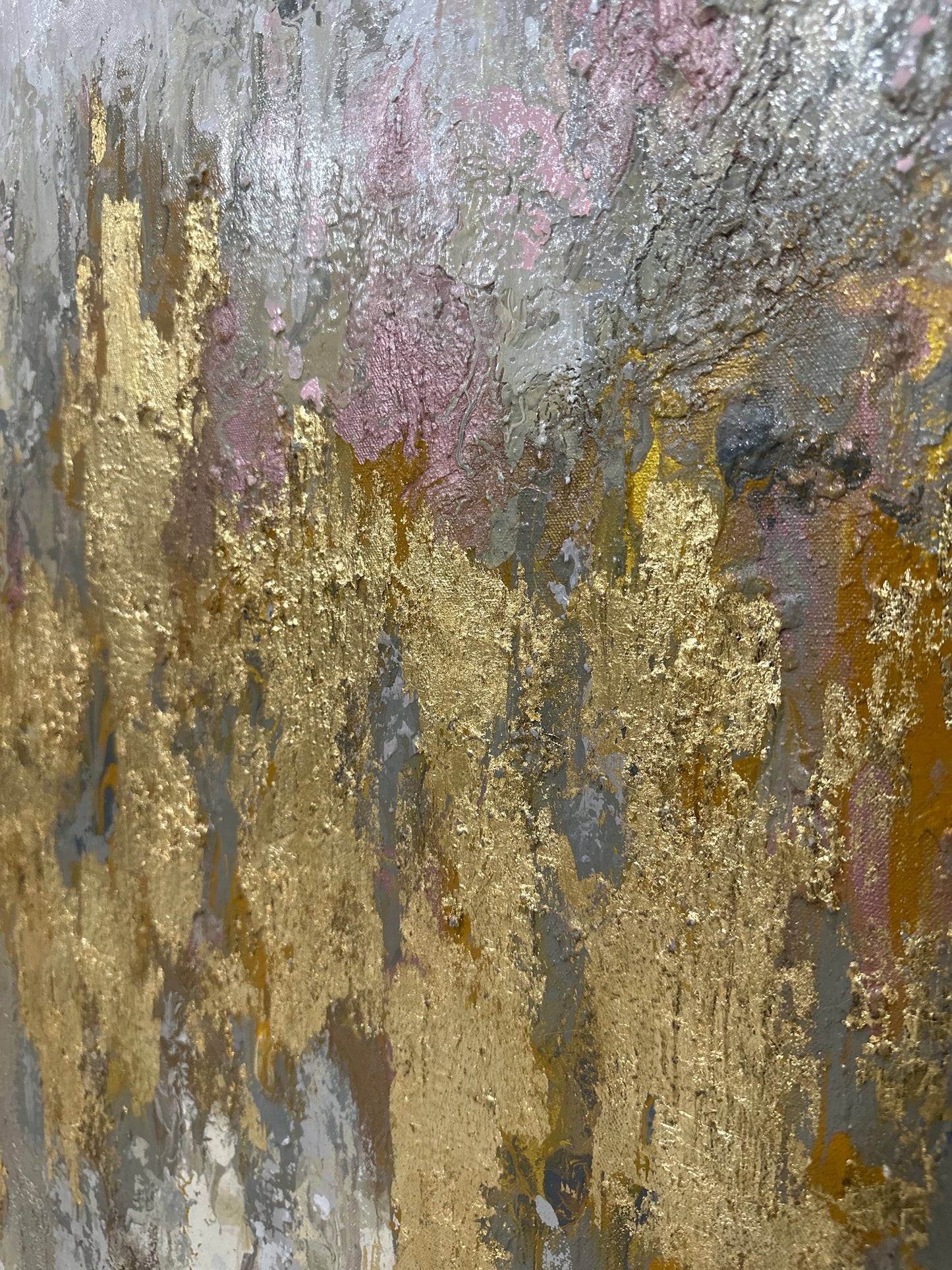 Obra Abstracta en laminilla dorada (80x170cm)