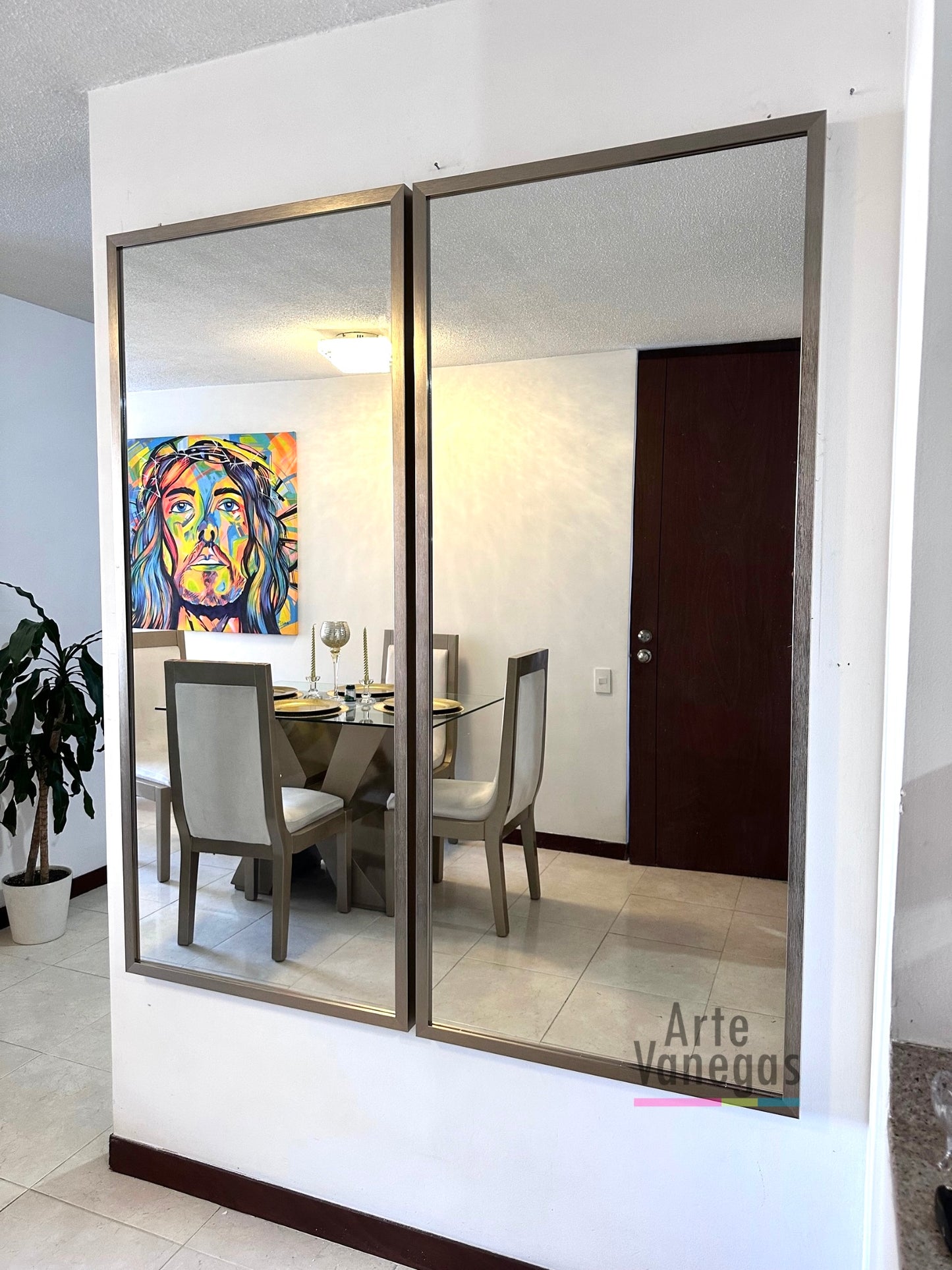 Espejo en moldura champaña alta de 3cm de frente (160x90cm)