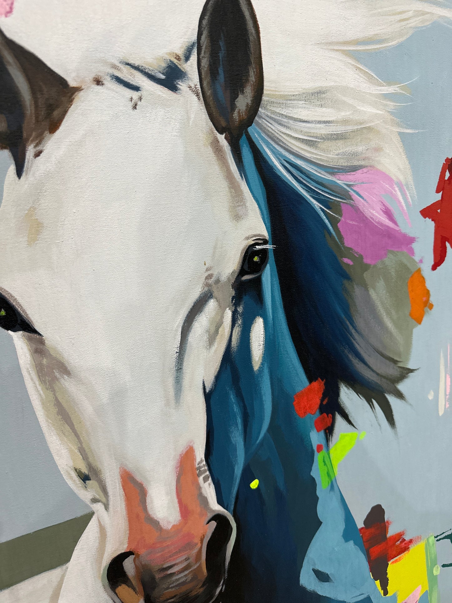 Obra caballo en formato vertical de 150x100 cm