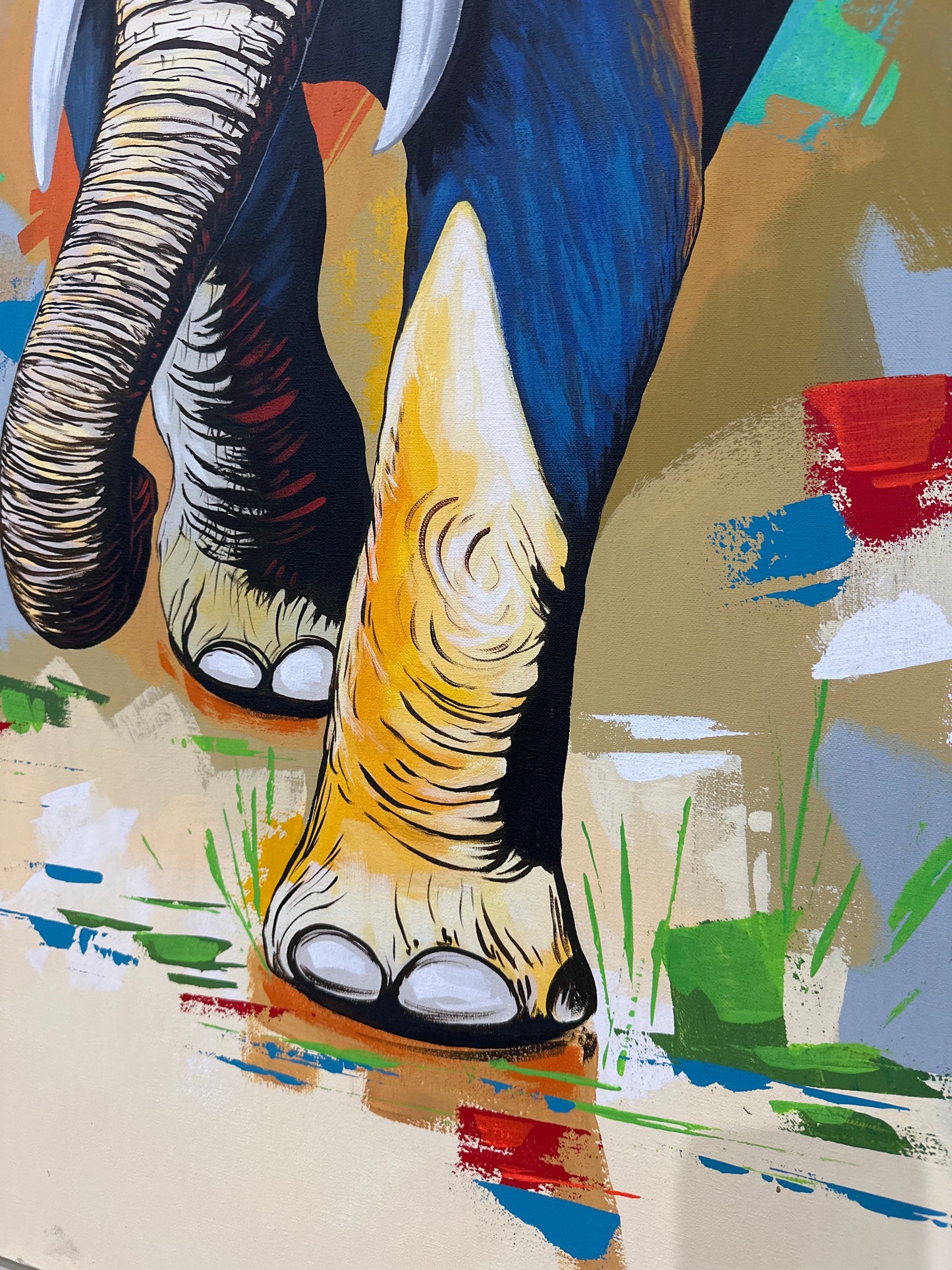 Obra Elefantes vertical 166x75 cm