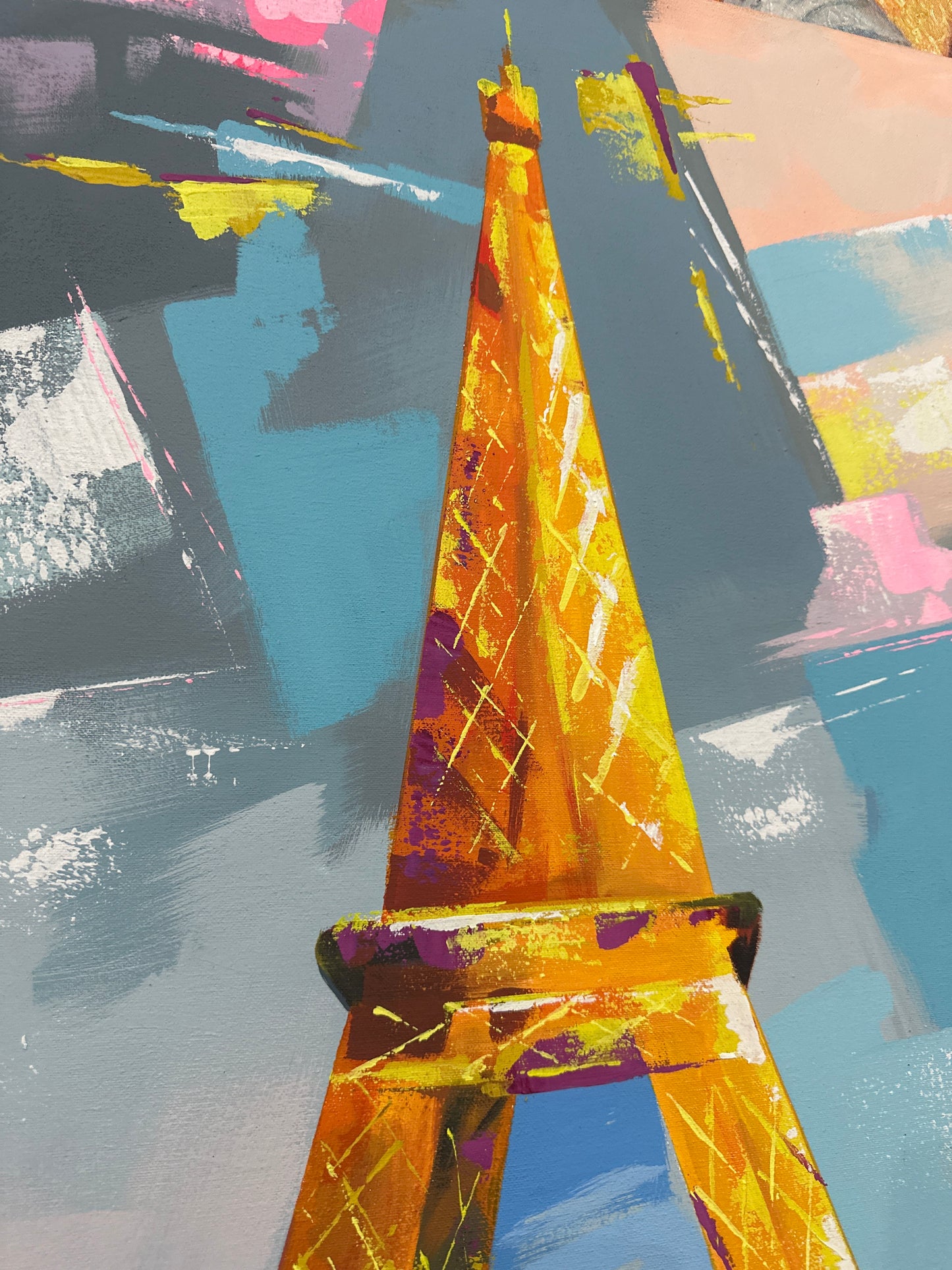 Obra vertical “ Torre Eiffel” en abstracto 130x76cm