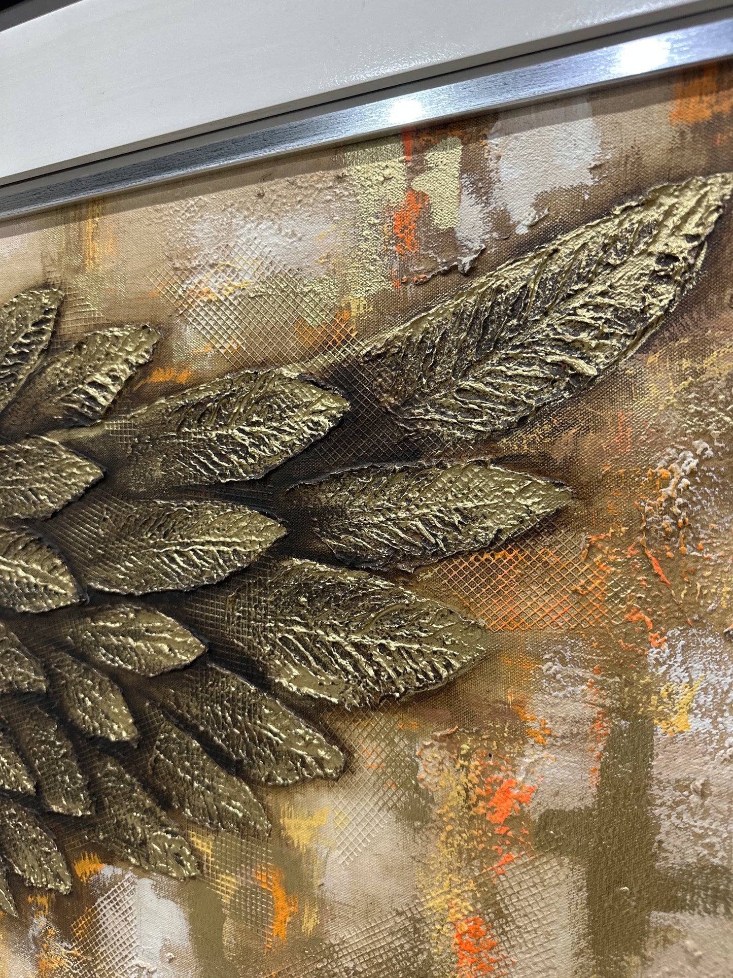 Obra de alas doradas con texturas (137x67cm)
