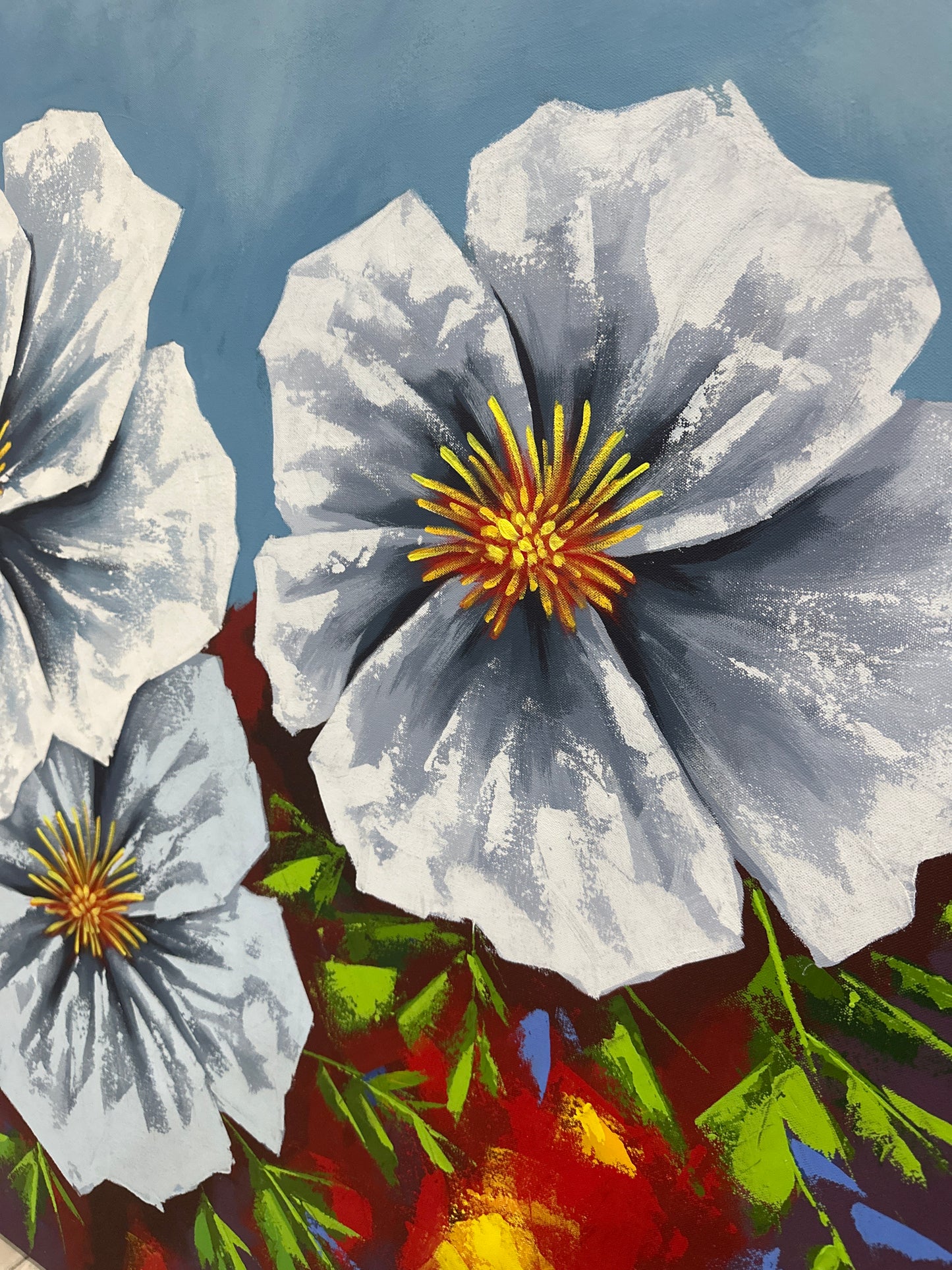 Obra Margaritas en fondo azul 94x148cm