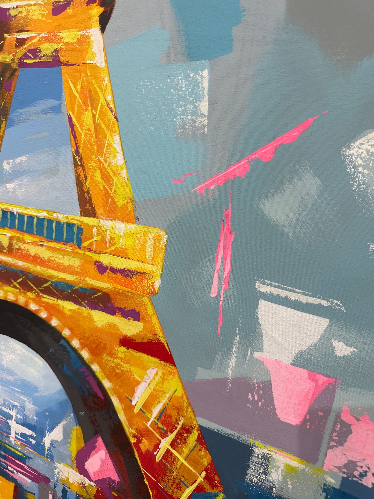 Obra vertical “ Torre Eiffel” en abstracto 130x76cm