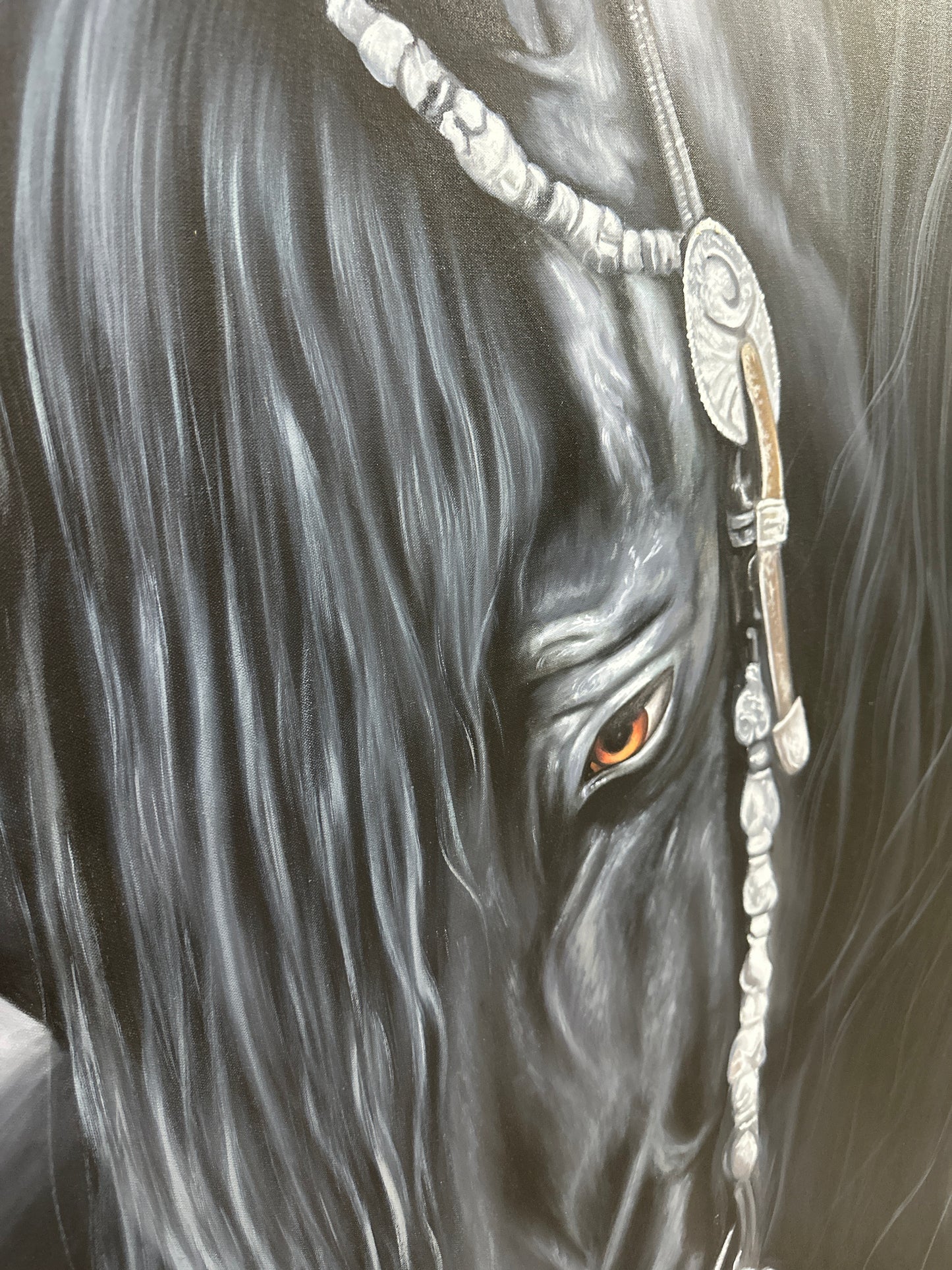 Obra Caballo negro en oleo (170x130cm)