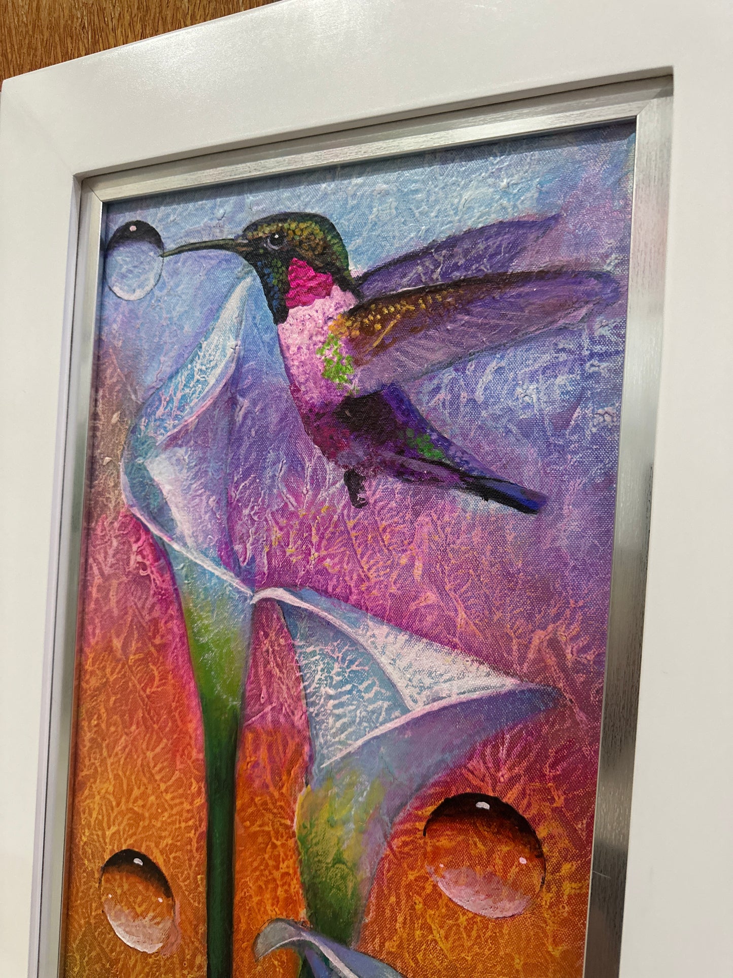 Diptico de colibríes con textura 78x45 cm