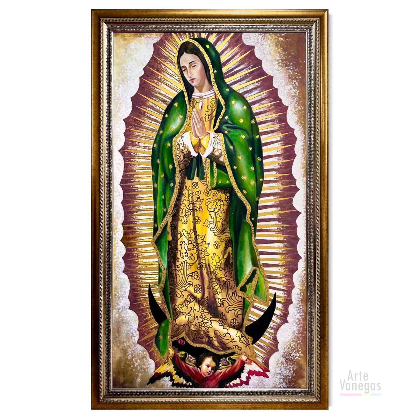 Virgen de Guadalupe con doble marco (168x105cm)
