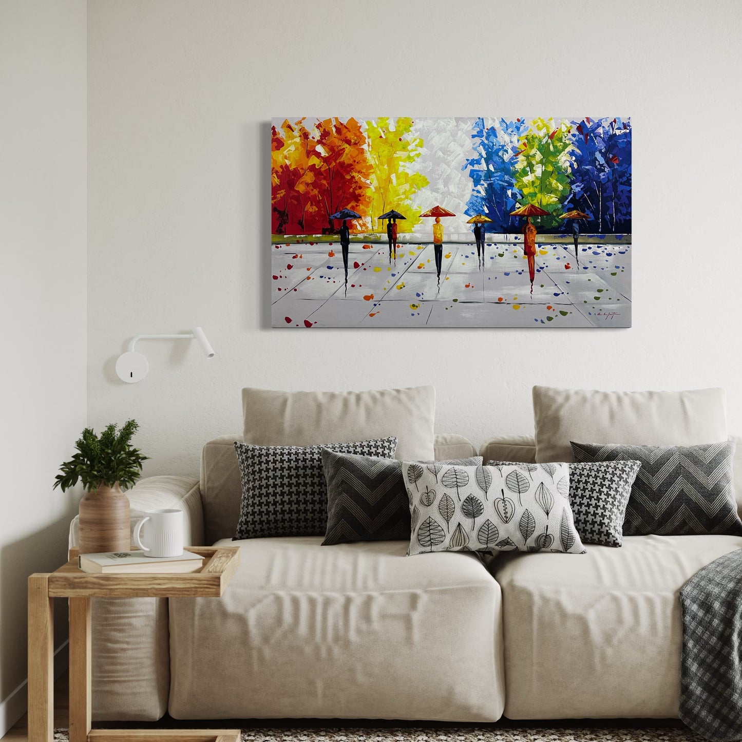 Obra Bulevar en tonos calidos de 70x120 cm