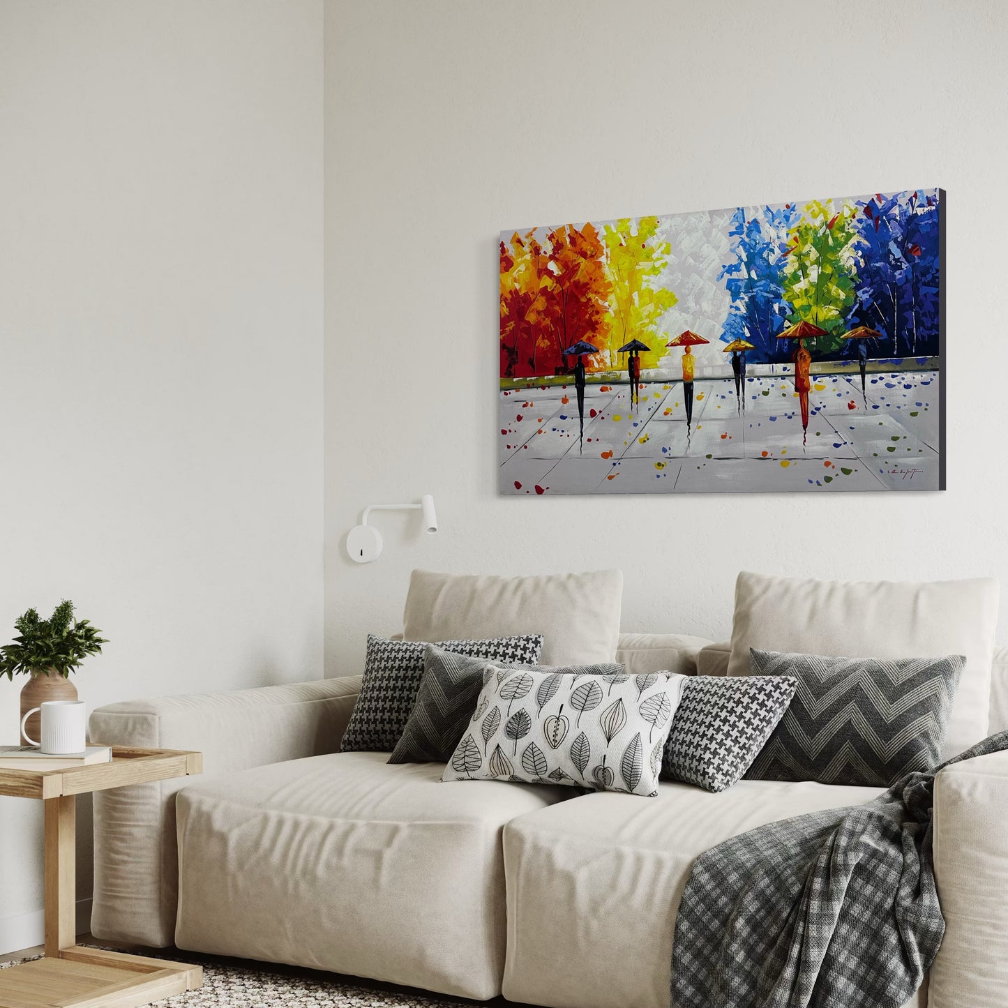 Obra Bulevar en tonos calidos de 70x120 cm