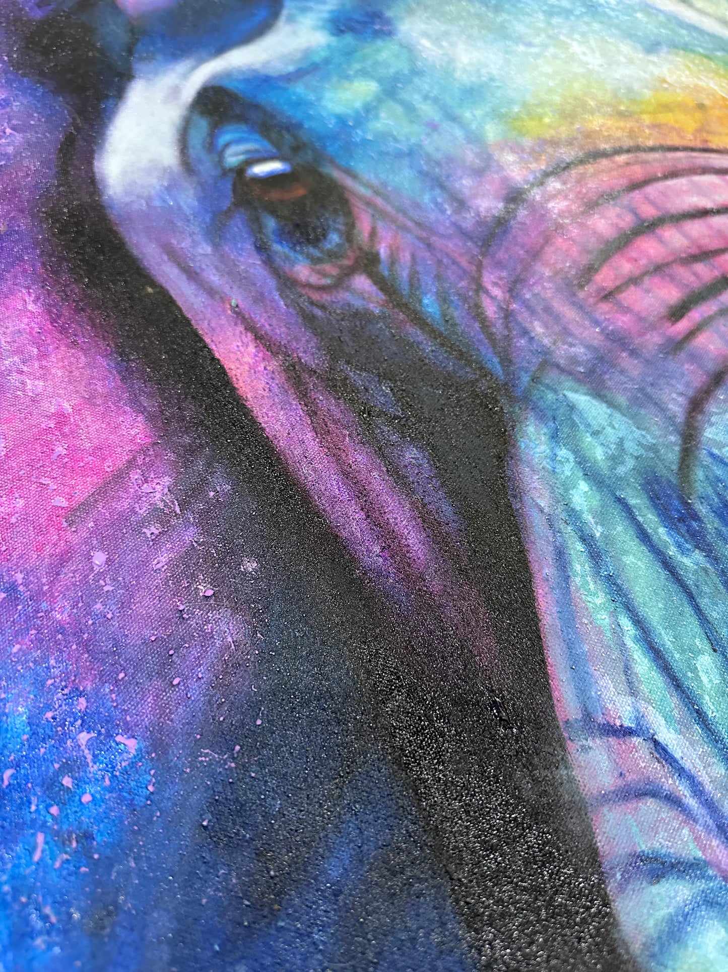 Obra elefante en tonos azules (46”x31”)
