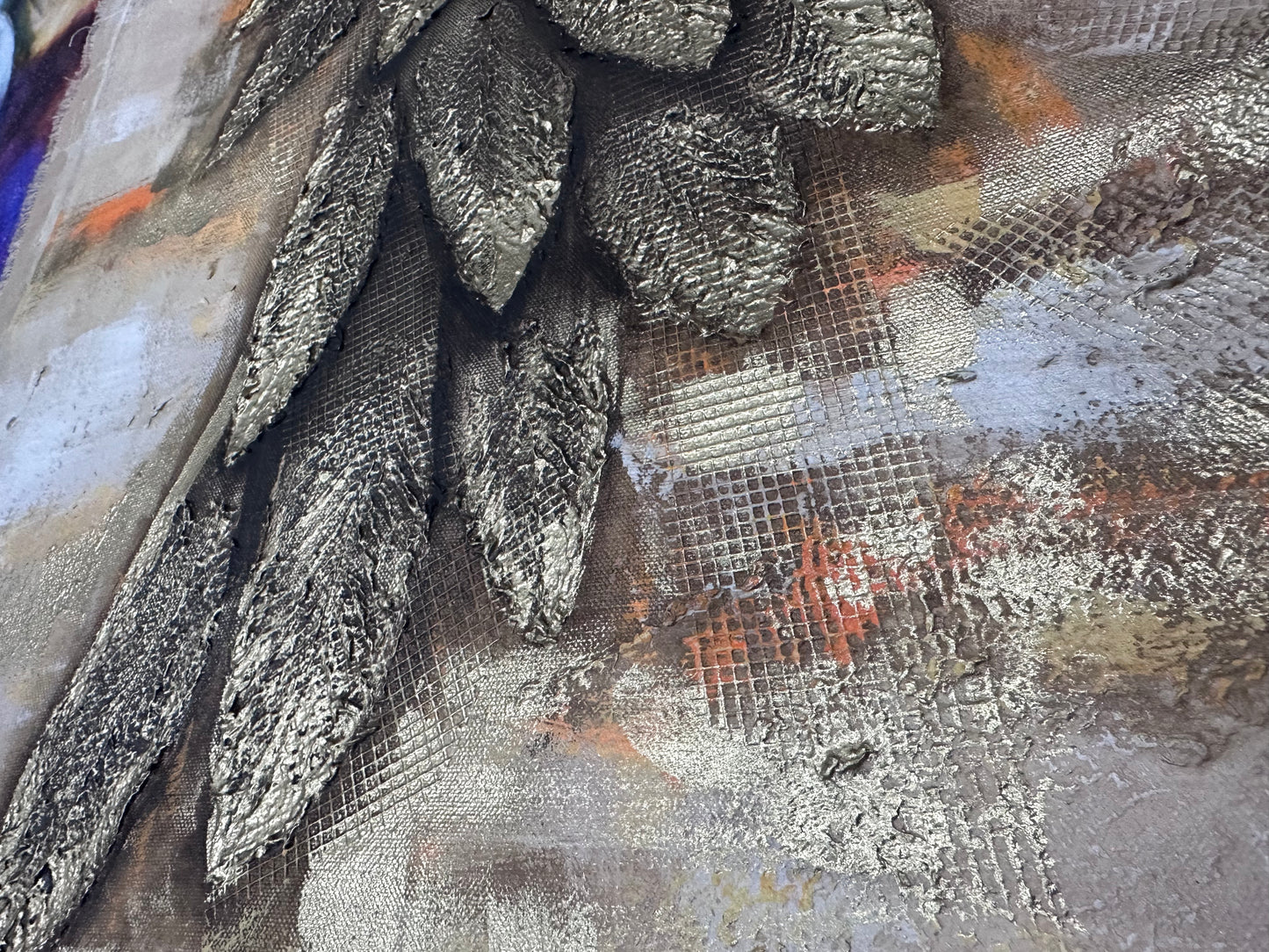 Obra de alas doradas con texturas (137x67cm)