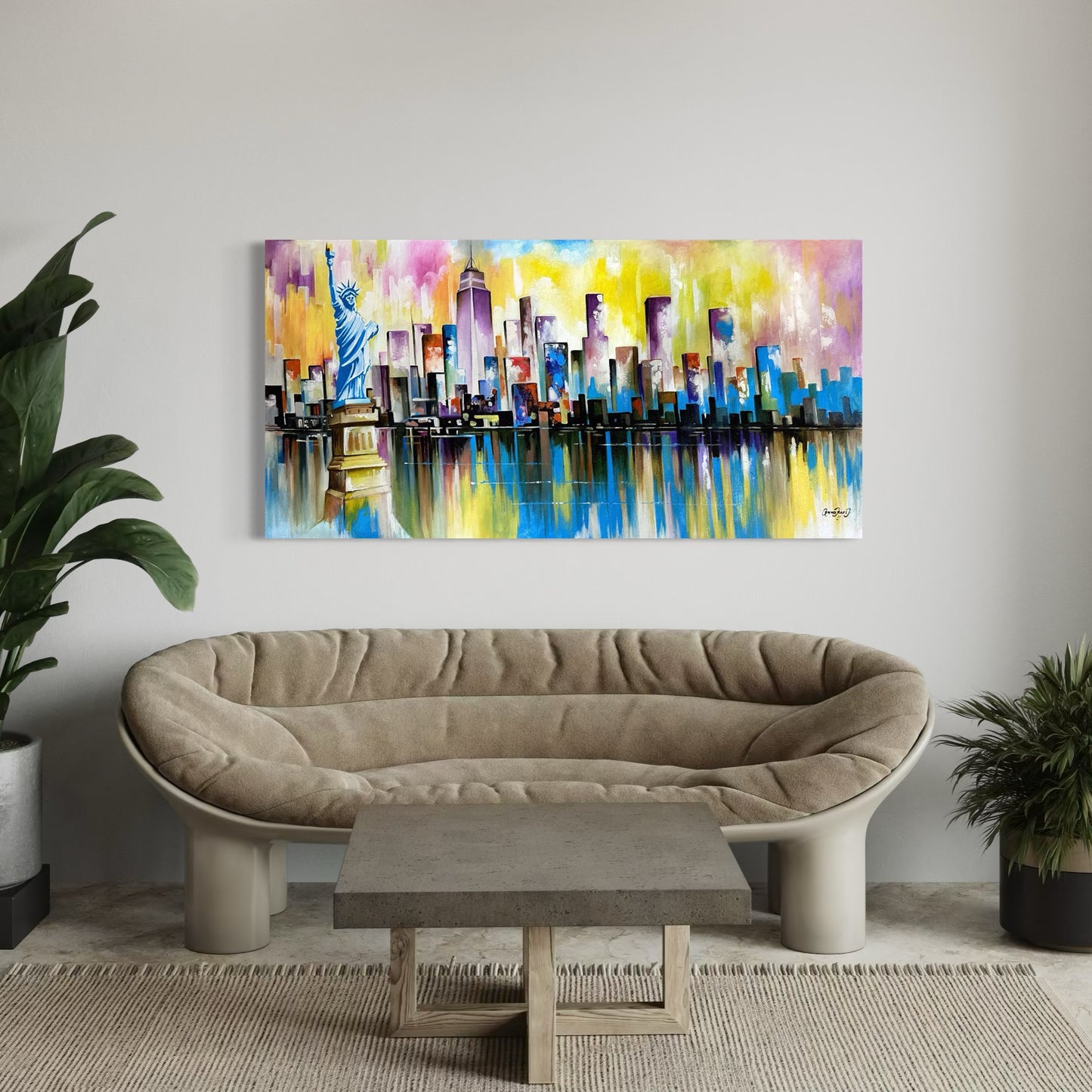 Obra “New York” en tonos cálidos (27”x34”)