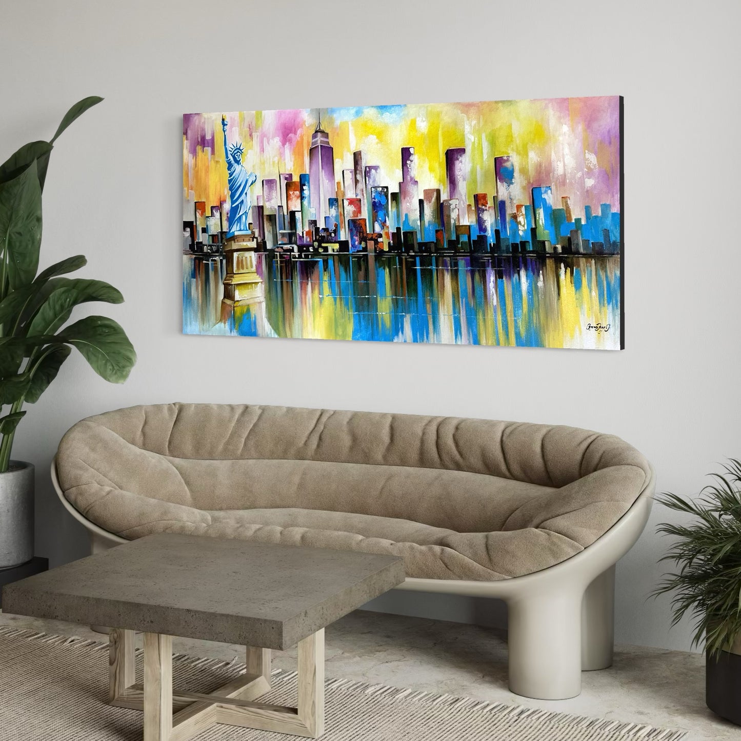 Obra “New York” en tonos cálidos (27”x34”)