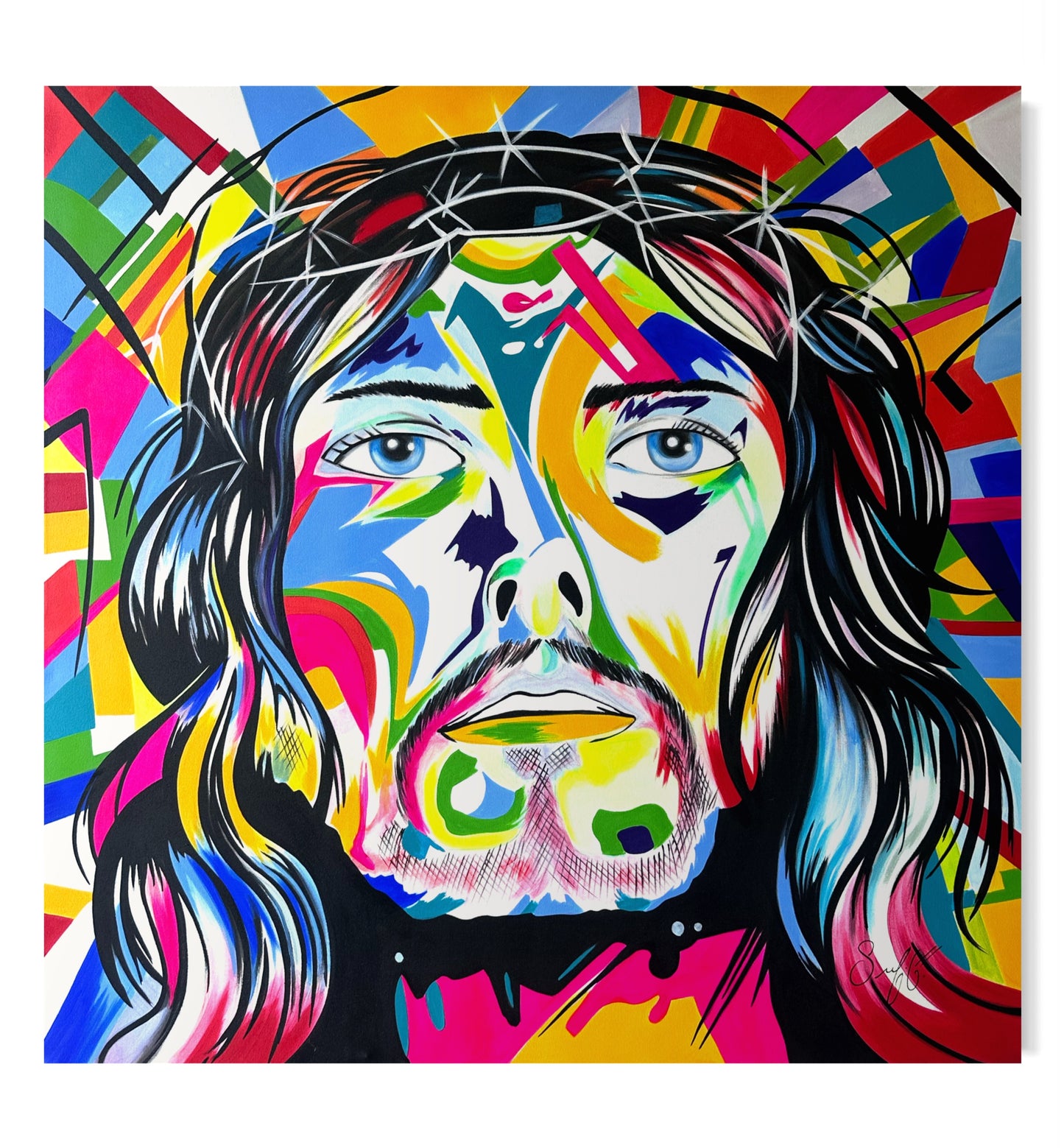 Pintura “ rostro de Jesus” 43”x43”