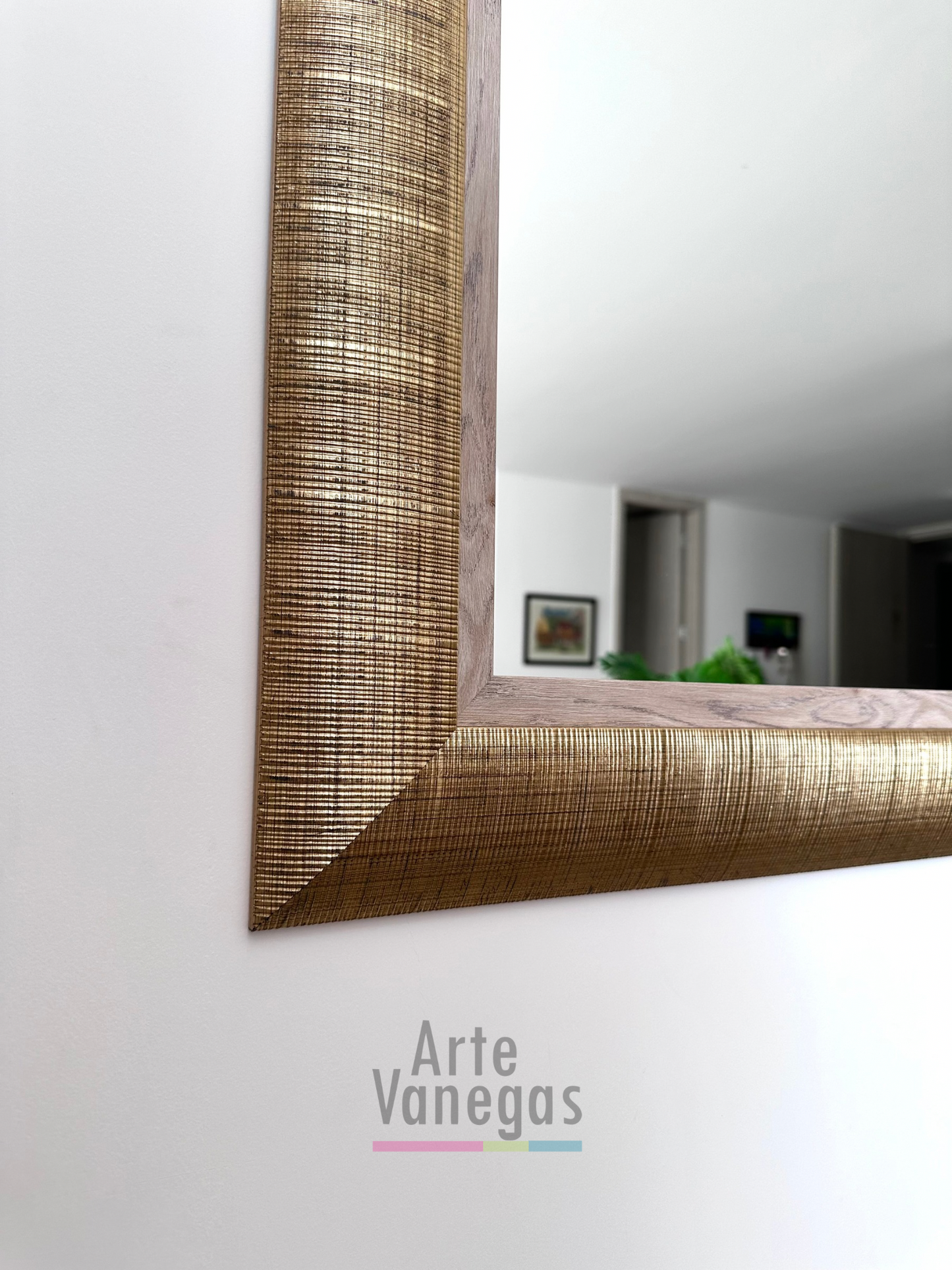 Espejo doble marco champaña y ma luisa en madera (160x90cm)