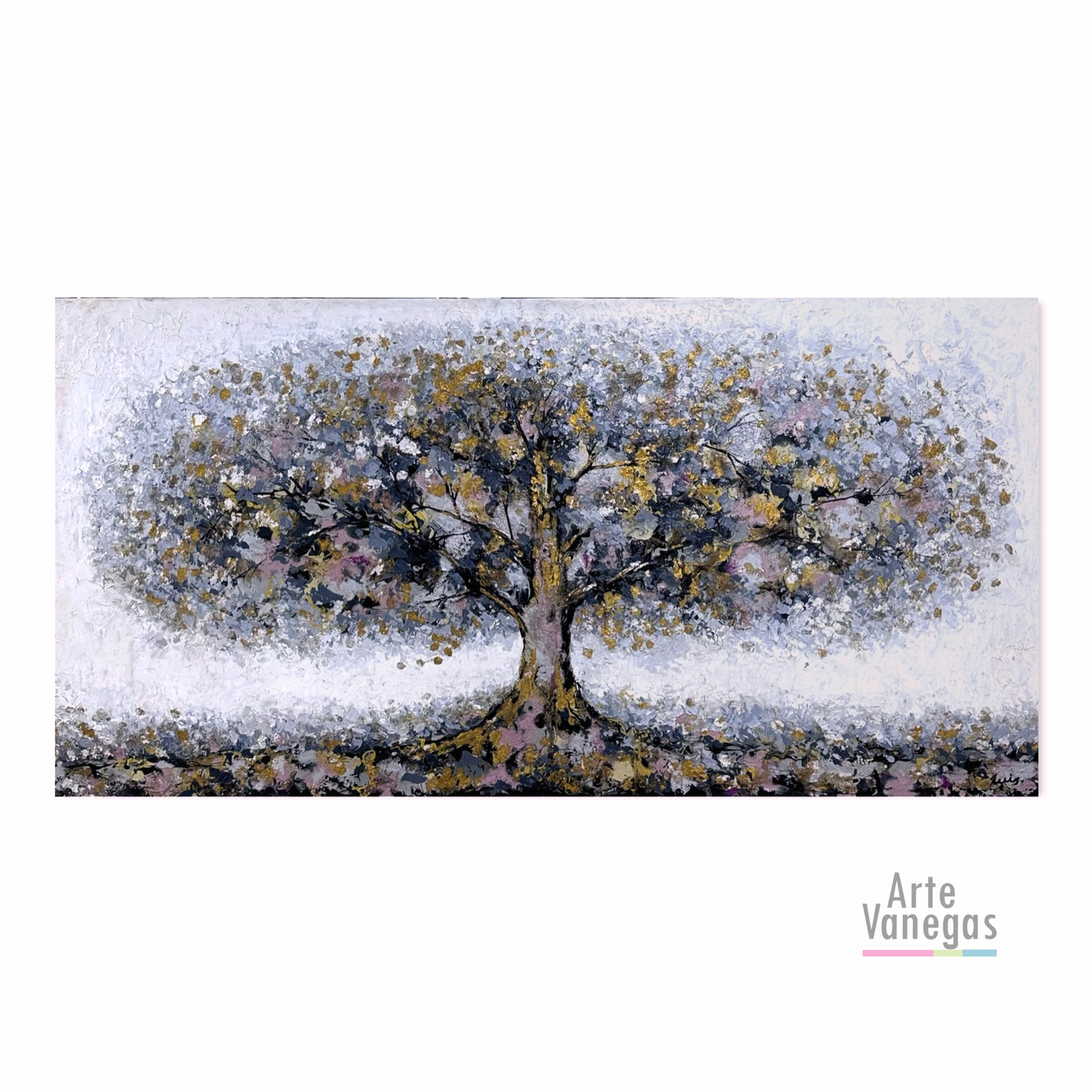 Arbol de la vida con laminilla dorada y plata (158x80cm)