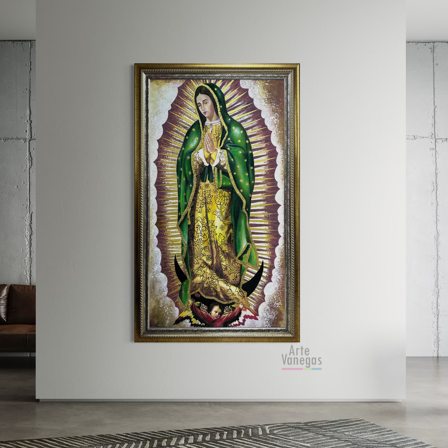 Virgen de Guadalupe con doble marco (168x105cm)