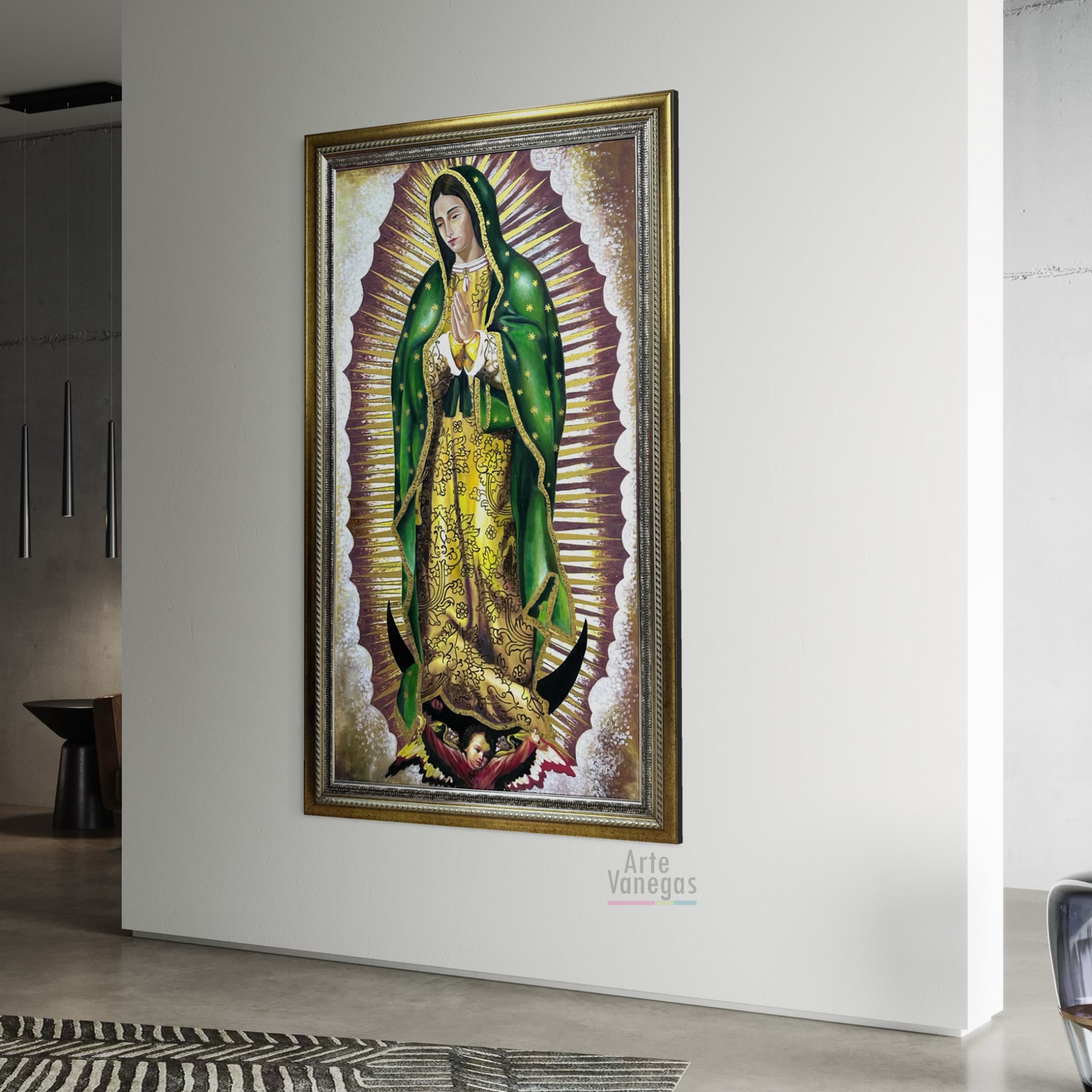 Virgen de Guadalupe con doble marco (168x105cm)