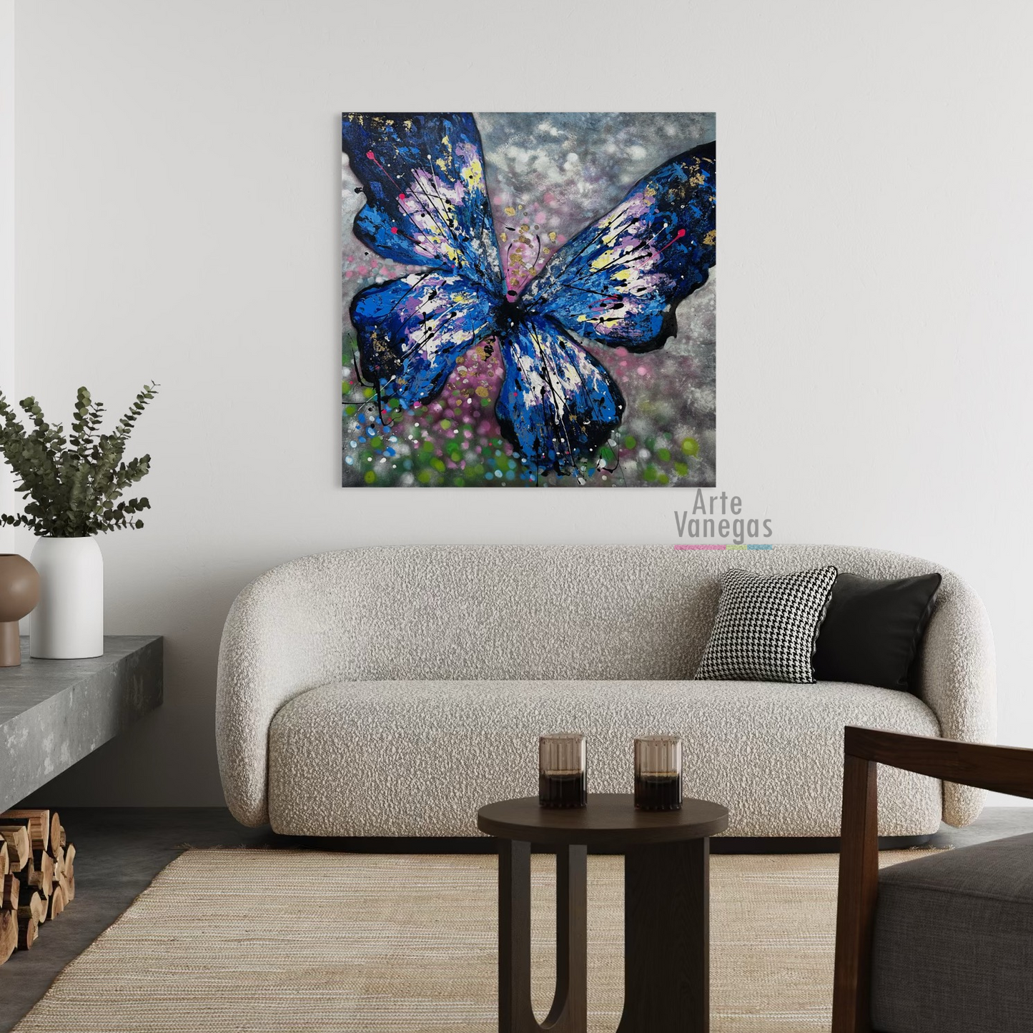 Obra Mariposa con textura (100x100cm)