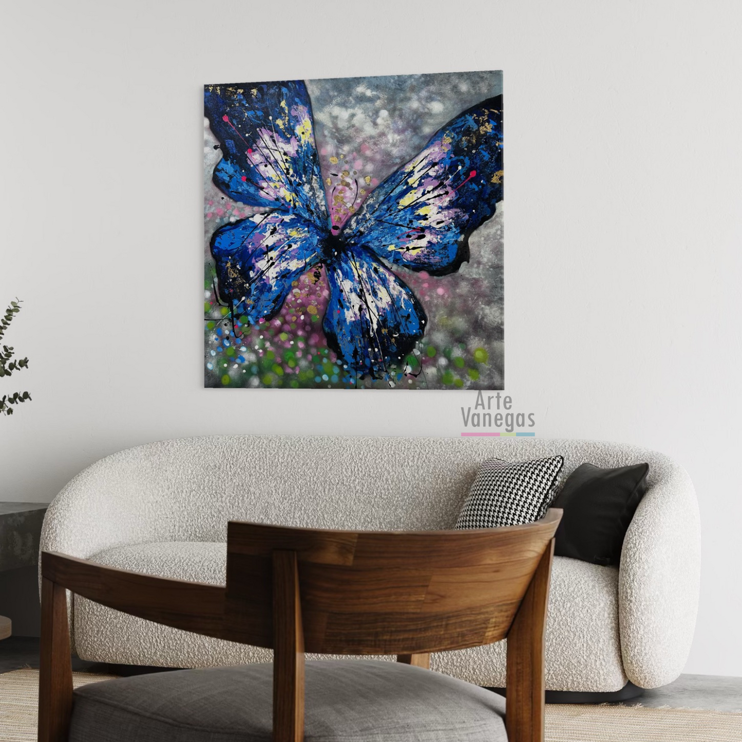 Obra Mariposa con textura (100x100cm)