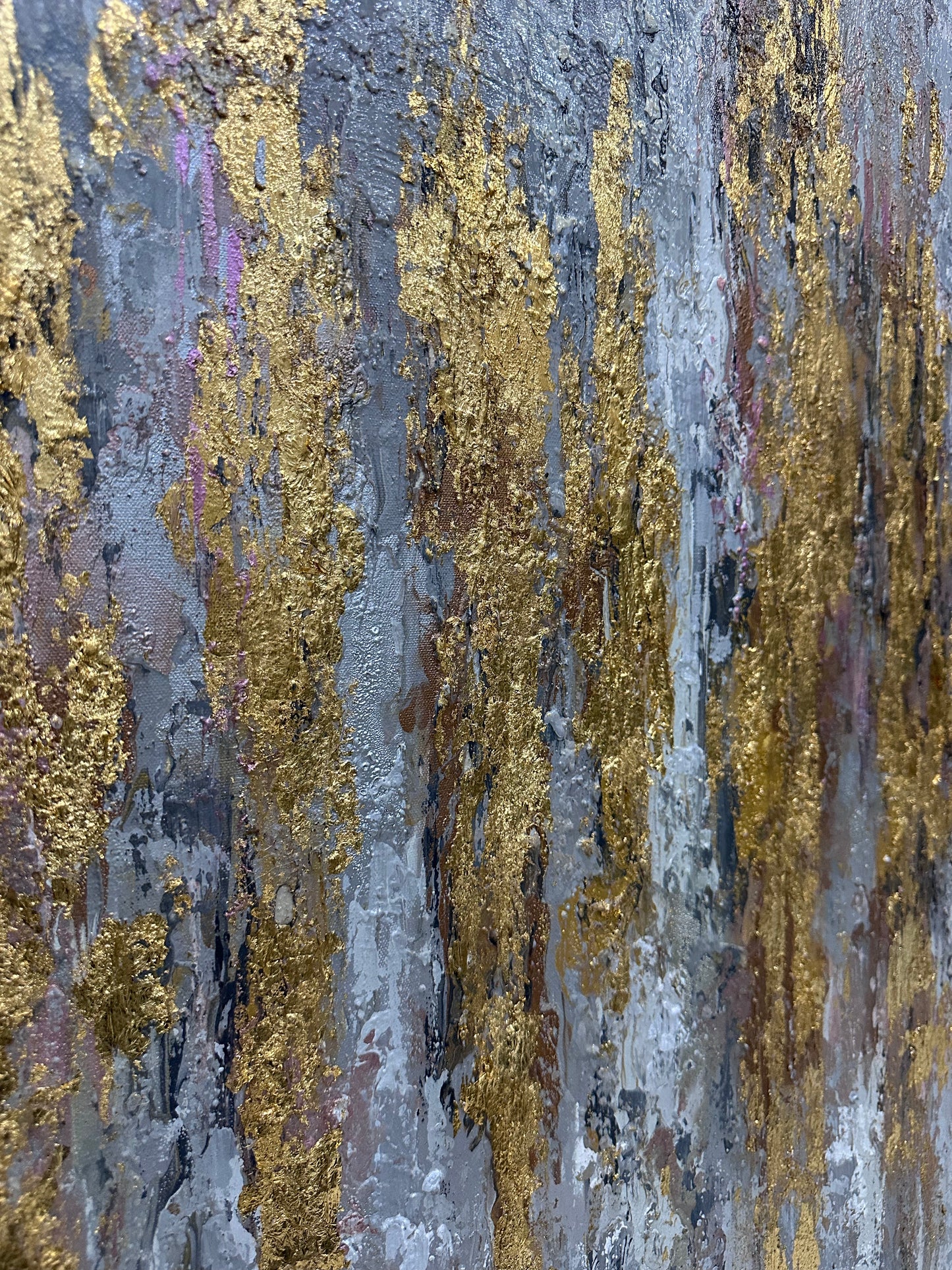 Obra Abstracta en laminilla dorada (80x170cm)
