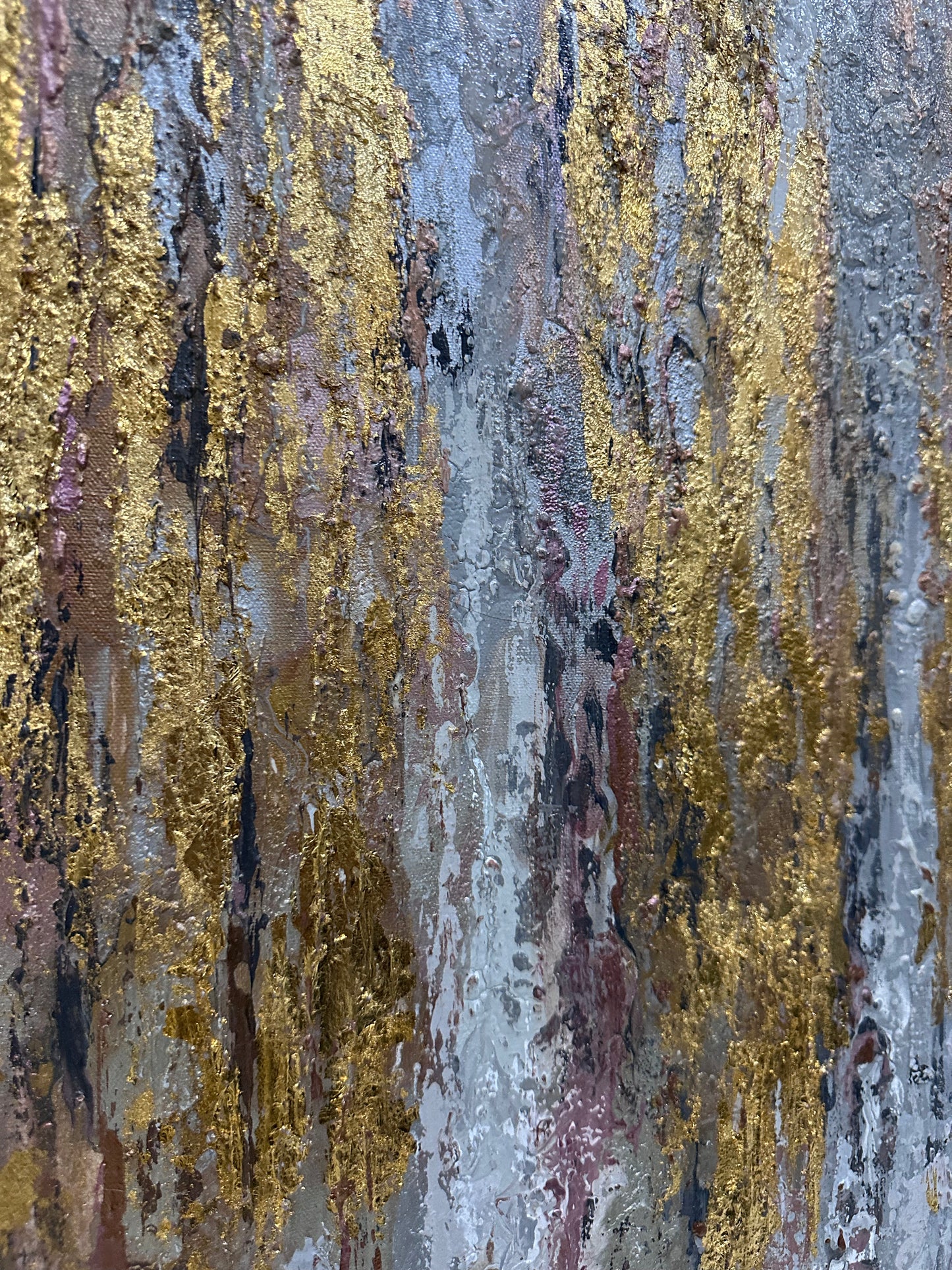 Obra Abstracta en laminilla dorada (80x170cm)