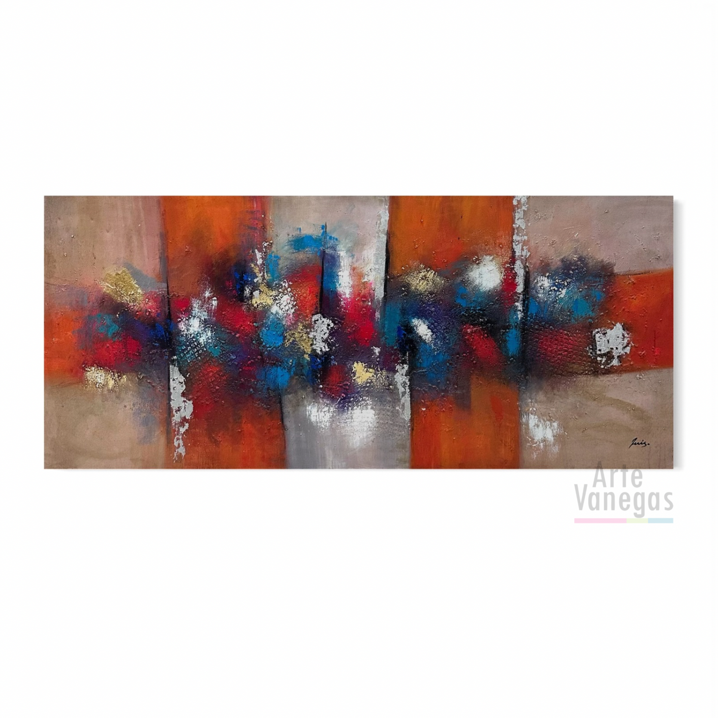 Abstracto naranja y tonos surtidos con textura 69x158cm