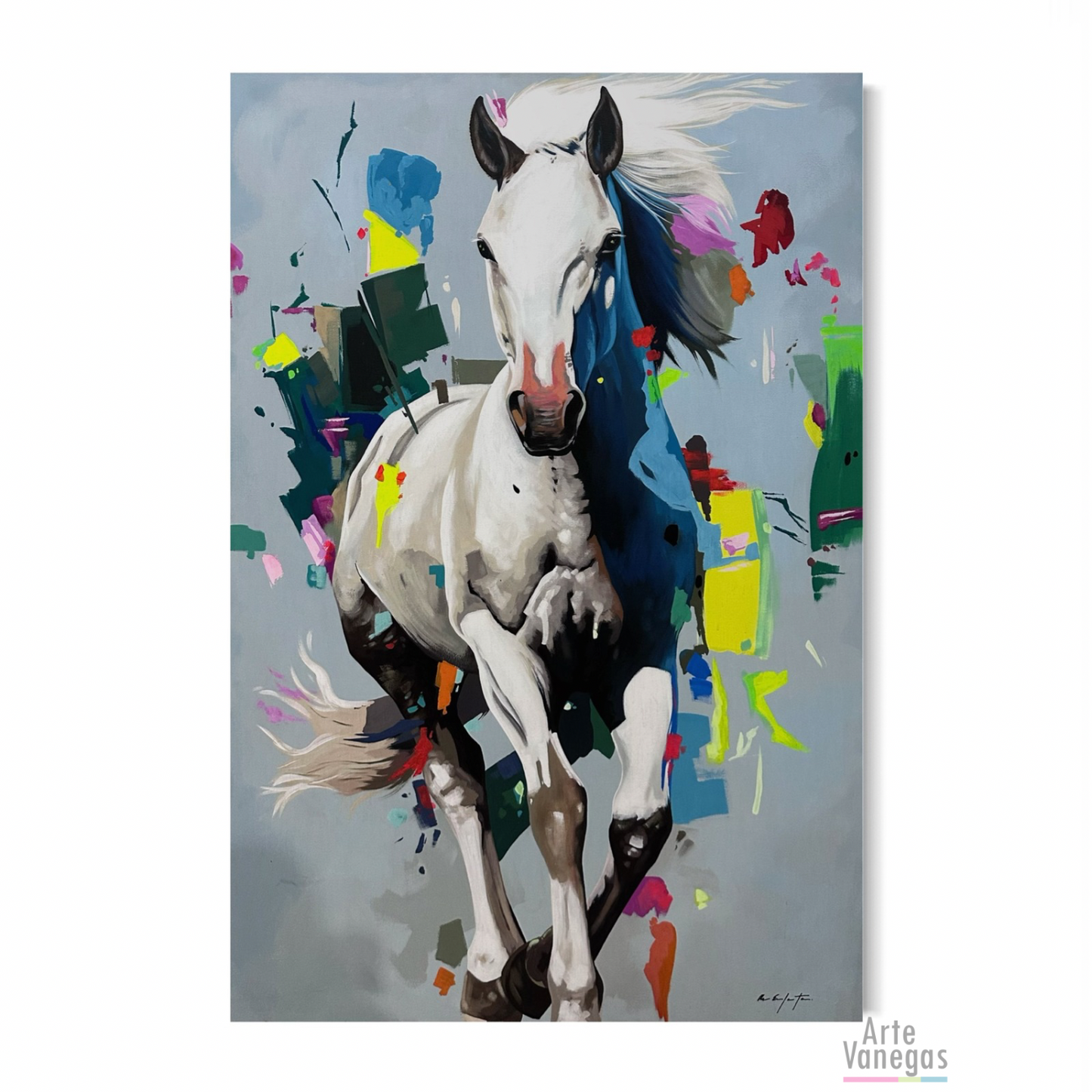 Obra caballo en formato vertical de 150x100 cm