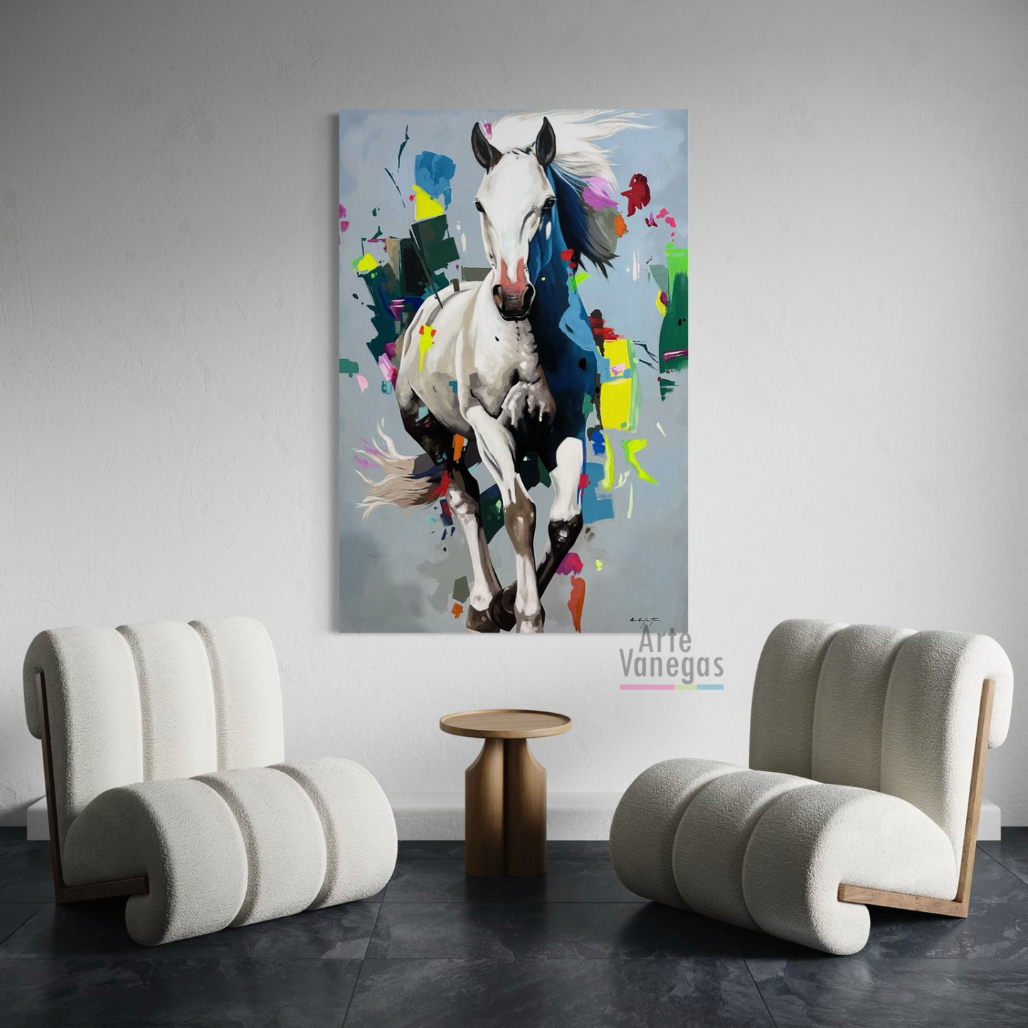 Obra caballo en formato vertical de 150x100 cm