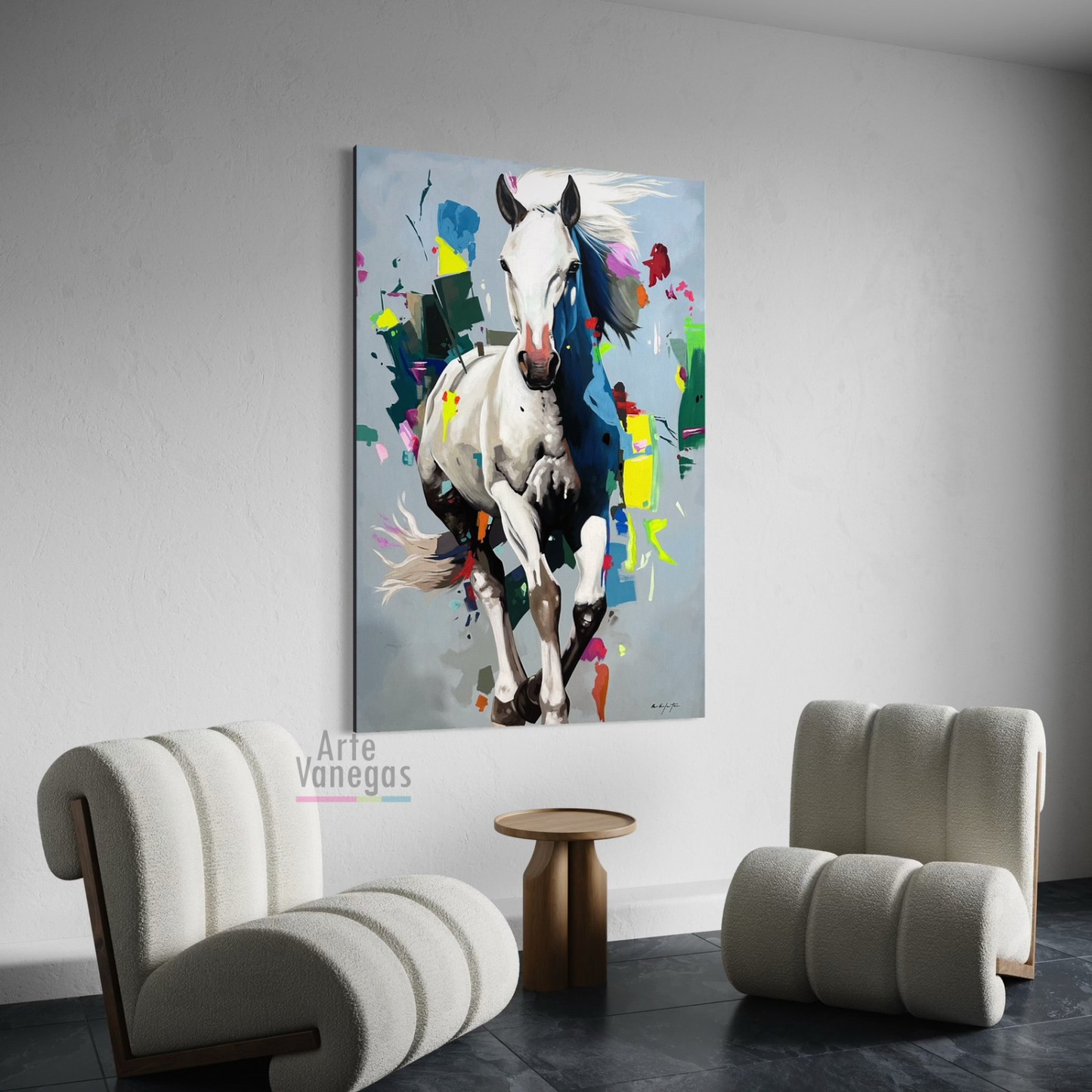 Obra caballo en formato vertical de 150x100 cm