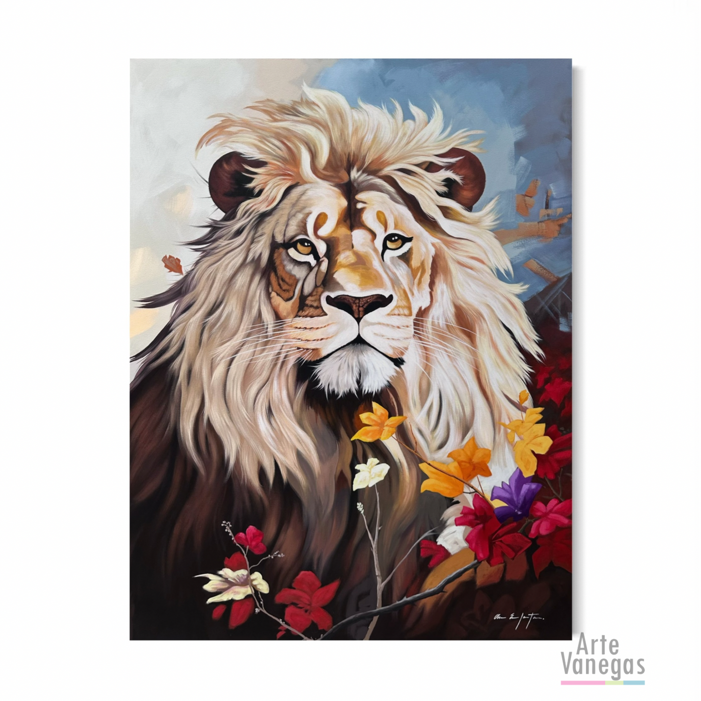 Obra Leon en formato vertical 155x118cm