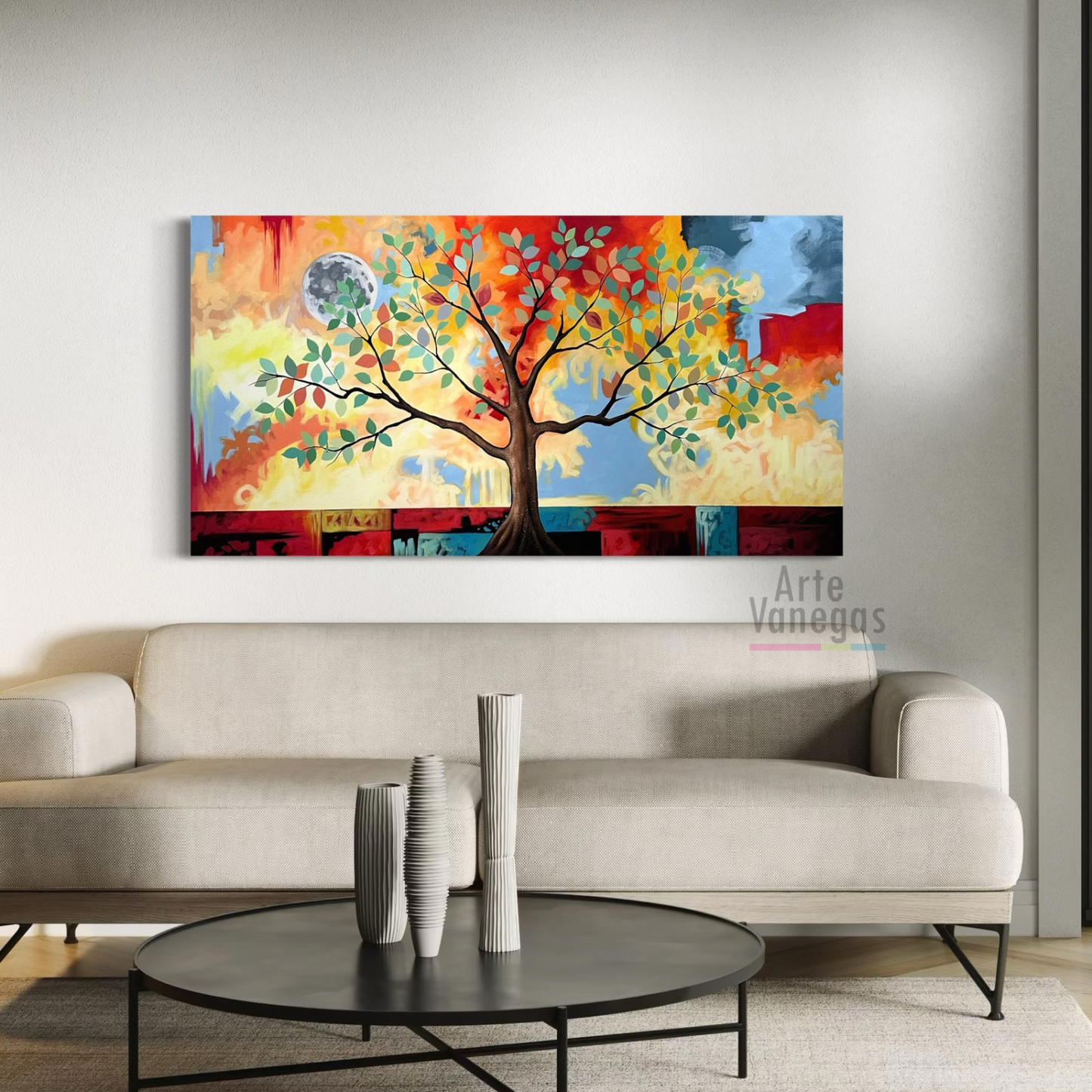 Arbol de la Vida en tonos tierra 170x90 cm