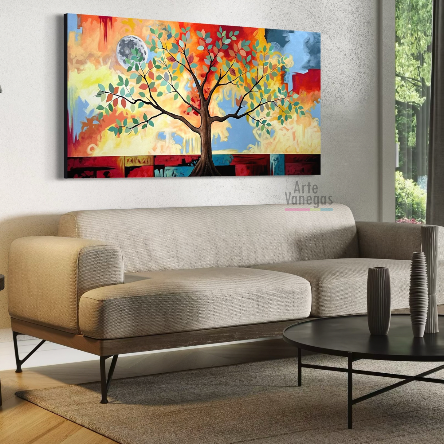 Arbol de la Vida en tonos tierra 170x90 cm