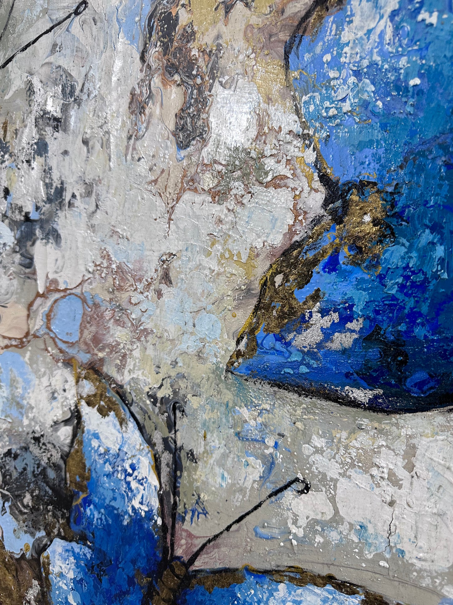 Pintura de Mariposas azules con texturas (34"x70")