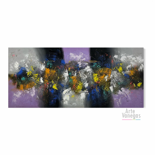 Obra Abstractas en tonos fríos de 74x160 cm