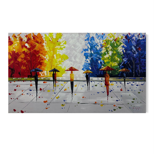 Obra Bulevar en tonos calidos de 70x120 cm