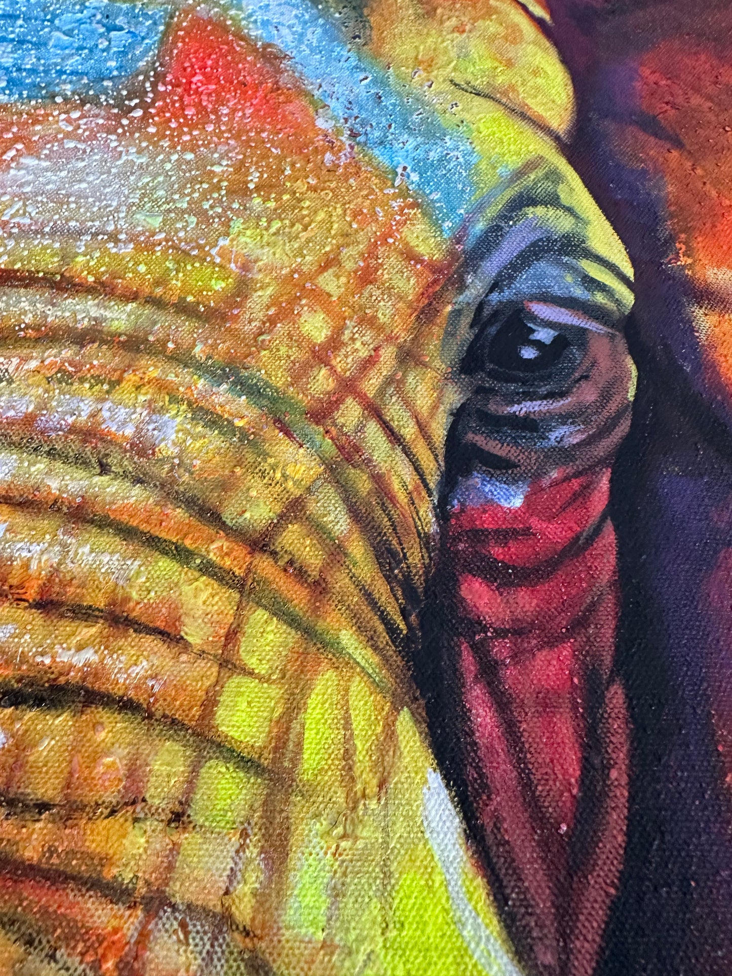 Obra Elefante en tonos coloridos (35x47”)