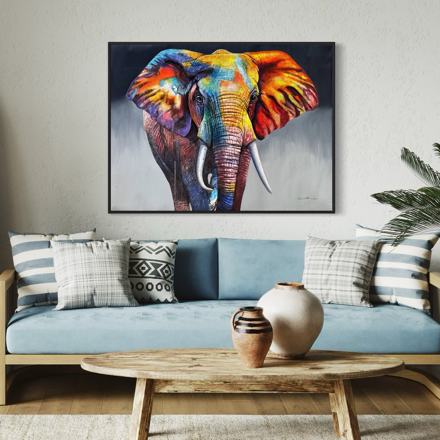 Obra Elefante en tonos coloridos (35x47”)