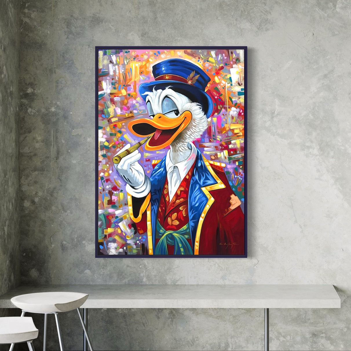 Pintura de “Scrooge McDuck” en pop art 30”x 42”