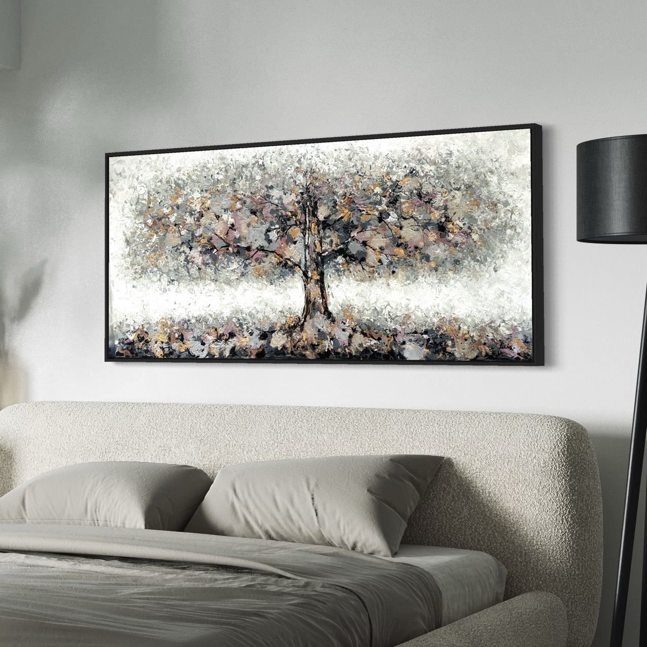 Pintura Arbol de la vida en tonos grises (50”x23”)