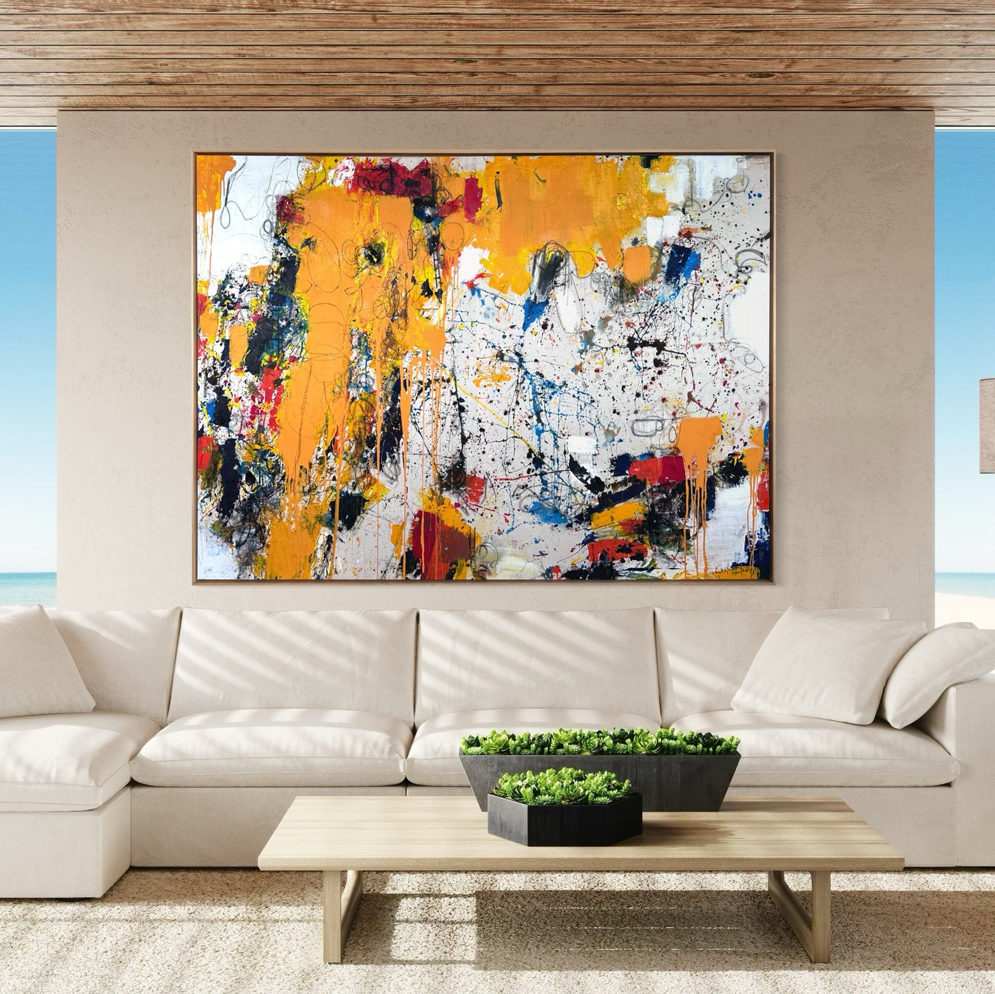 Pintura abstracta en gran formato ( 91x65”)