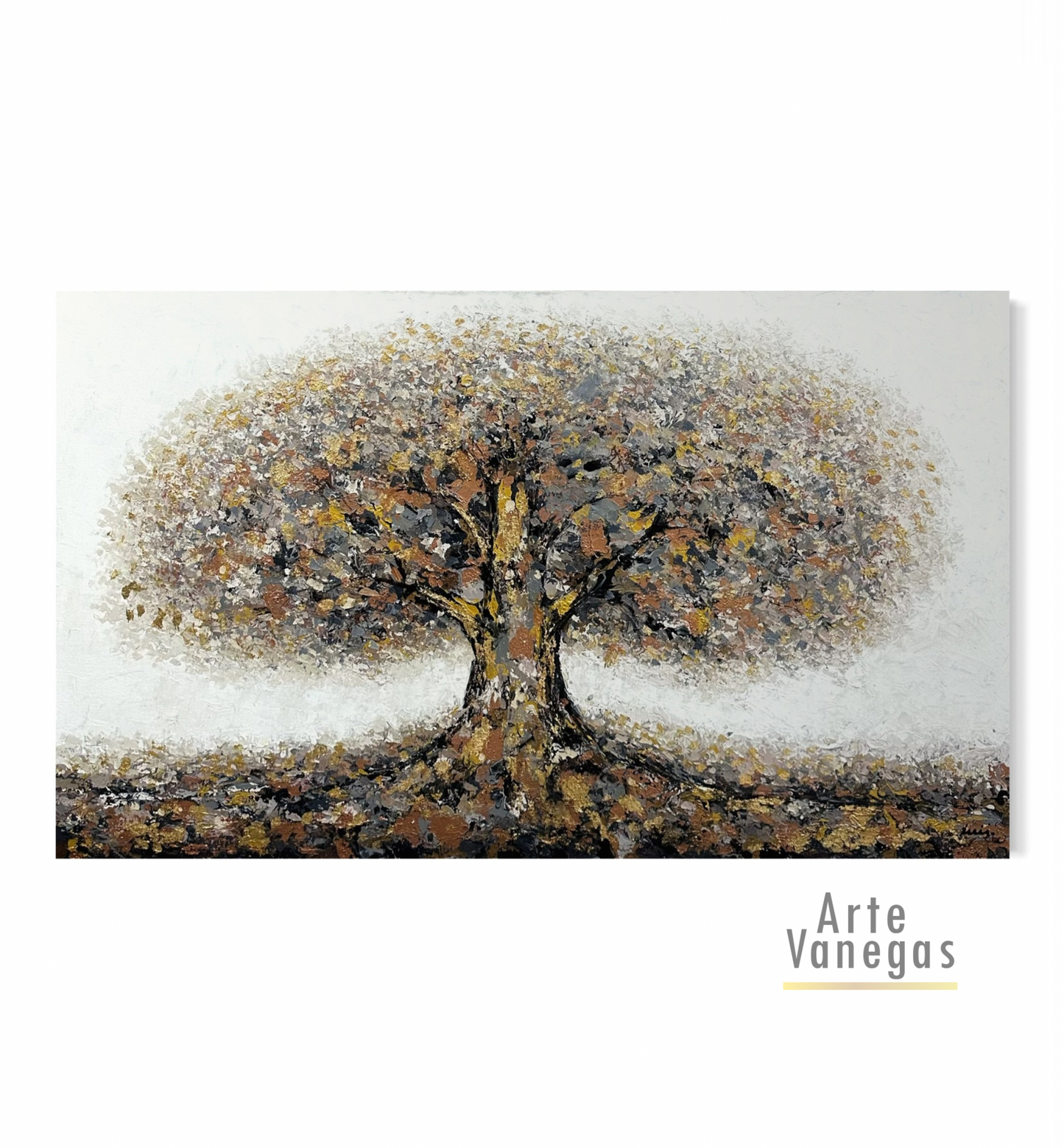 Arbol de la vida con laminilla dorada y plata (150x90cm)