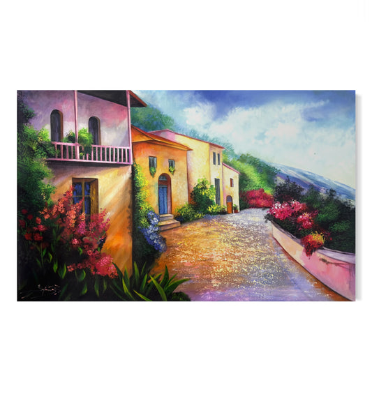 Paisaje balcones con flores (51”x31”)