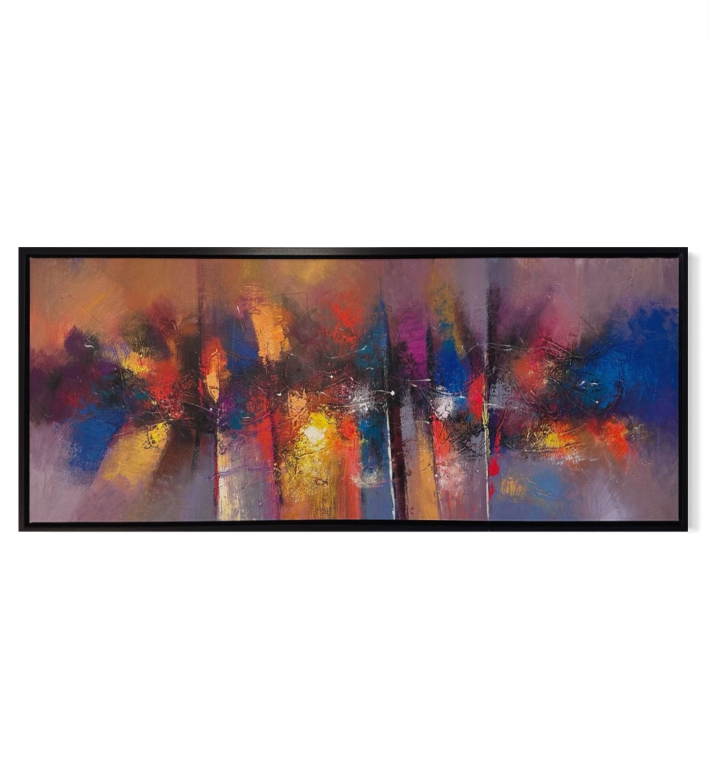 Pintura abstracta en fondo rosado (25"x60")