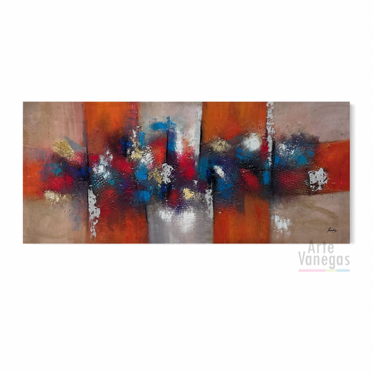 Abstracto naranja y tonos surtidos con textura 69x158cm