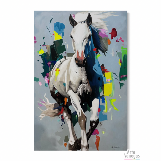 Obra caballo en formato vertical de 150x100 cm