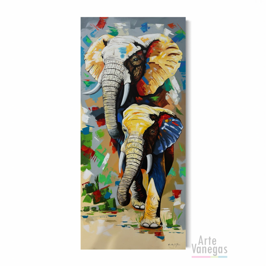 Obra Elefantes vertical 166x75 cm