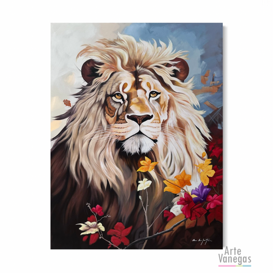 Obra Leon en formato vertical 155x118cm